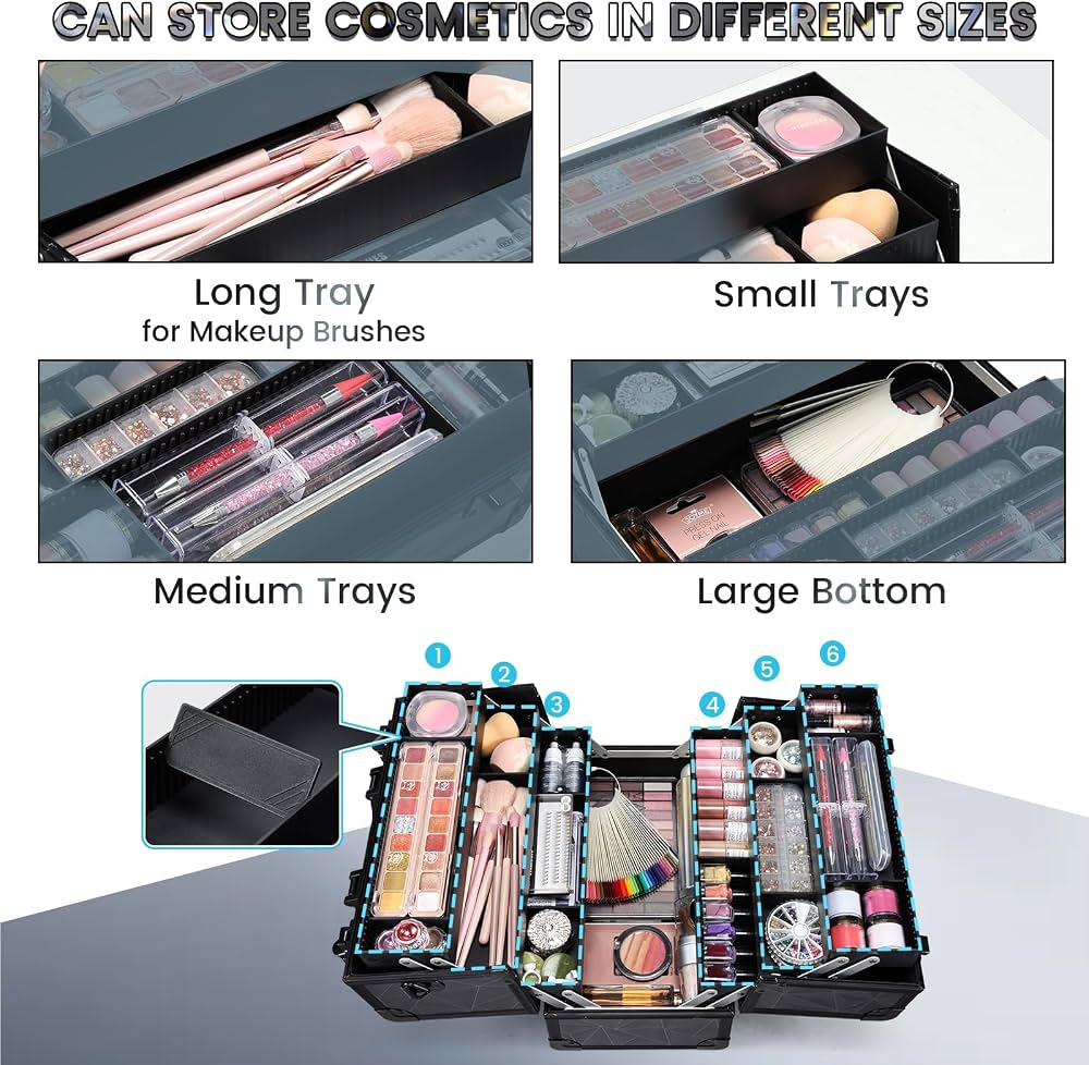 Amazon.com: FRENESSA Makeup Case Extra Large Makeup Train Case