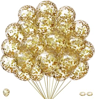 Confetti ballonnen, goudkleurig, 50 stuks, 30,5 cm, latex ballonnen met gouden glitter, confettiballonnen, set voor verjaardag, bruiloft, afstuderen, pensioen, oudejaarsavond