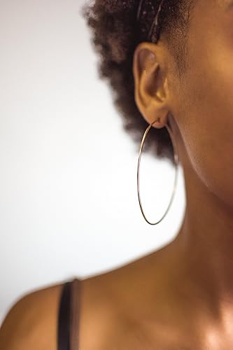 Miniatura 10 de Pendientes grandes de aro de oro amarillo de 14 k continuos tubo de 0047in