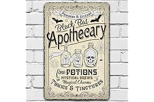 Vintage Metal Signs Halloween Door Decorations - Halloween Decor - Black Bat Apothecary
