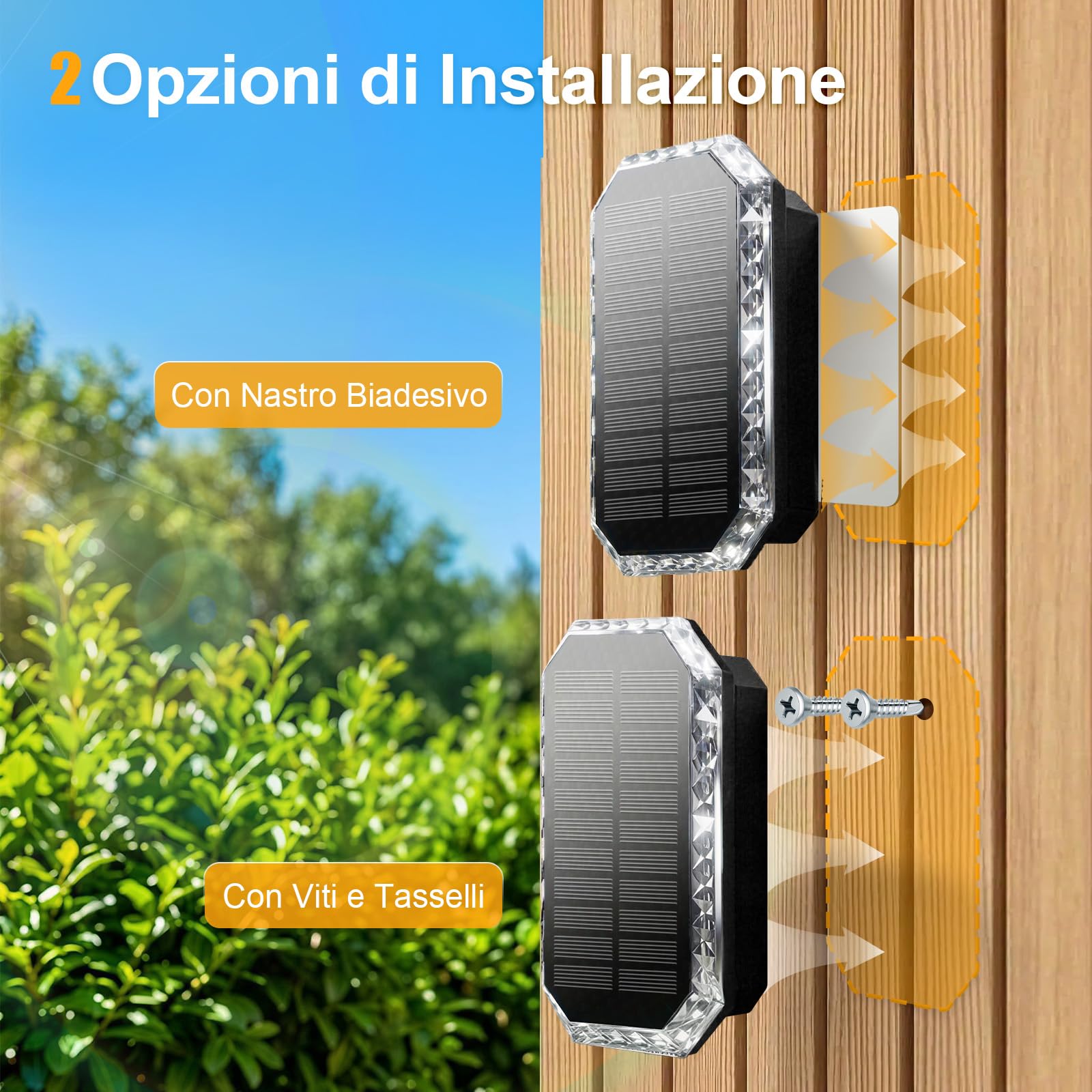 4 Pezzi Lampada Solare da Esterno Alto e Basso, Applique Solare 3 Modalità IP65 Impermeabile, Faretti Lampade Luci Solari da Esterno Giardino Parete Muro Luce Calda Fredda, 3000K/4000K/6500K