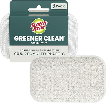 Scotch-Brite Greener Clean Dual Action Scrub & Wipe, Dish Cloth, 2 Pack
