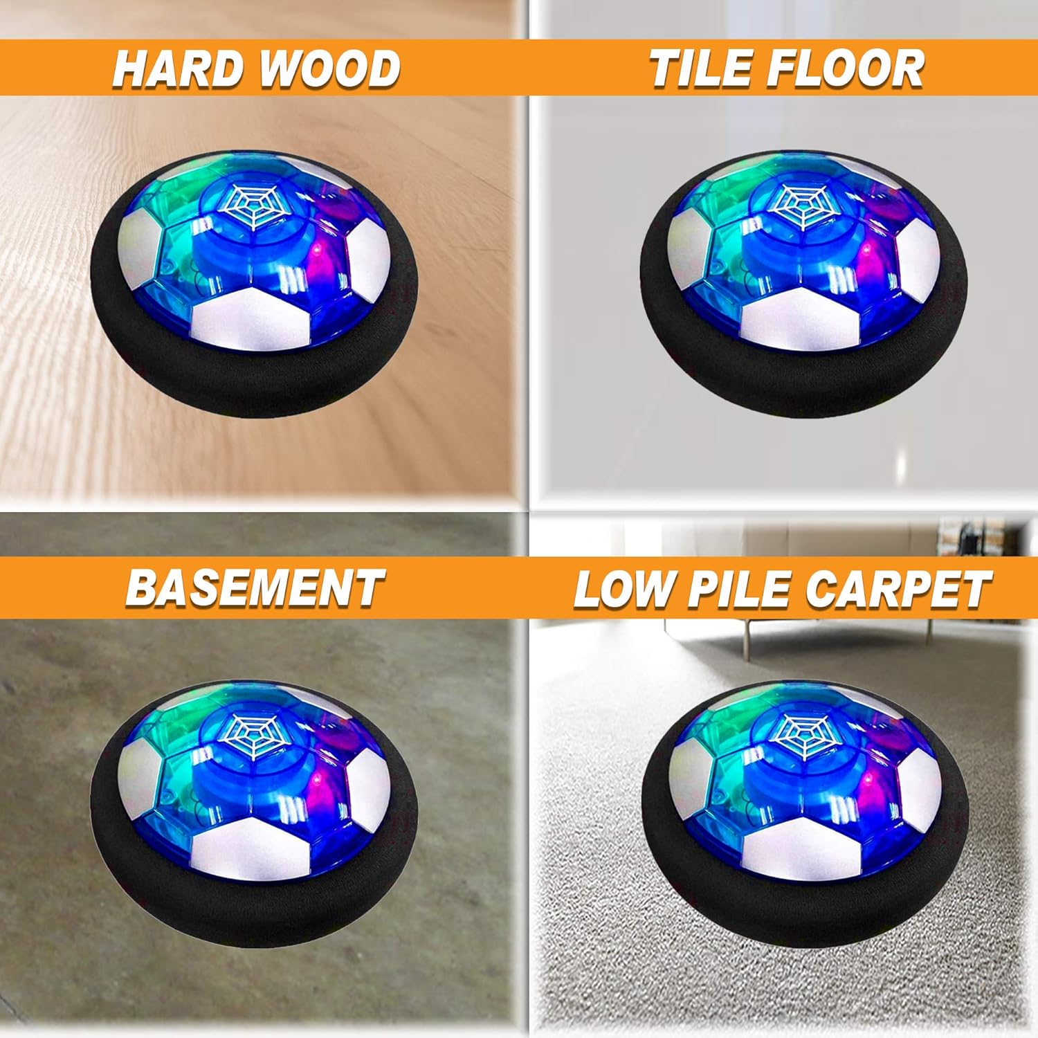 One-Day Sale: Up to 80% Off PZ SPORTS Hover Soccer Ball for Kids - Rechargeable Air Power Floating Soccer Ball with LED Lights and Foam Bumper - Indoor and Outdoor Toy for Boys and Girls, Ages 3+