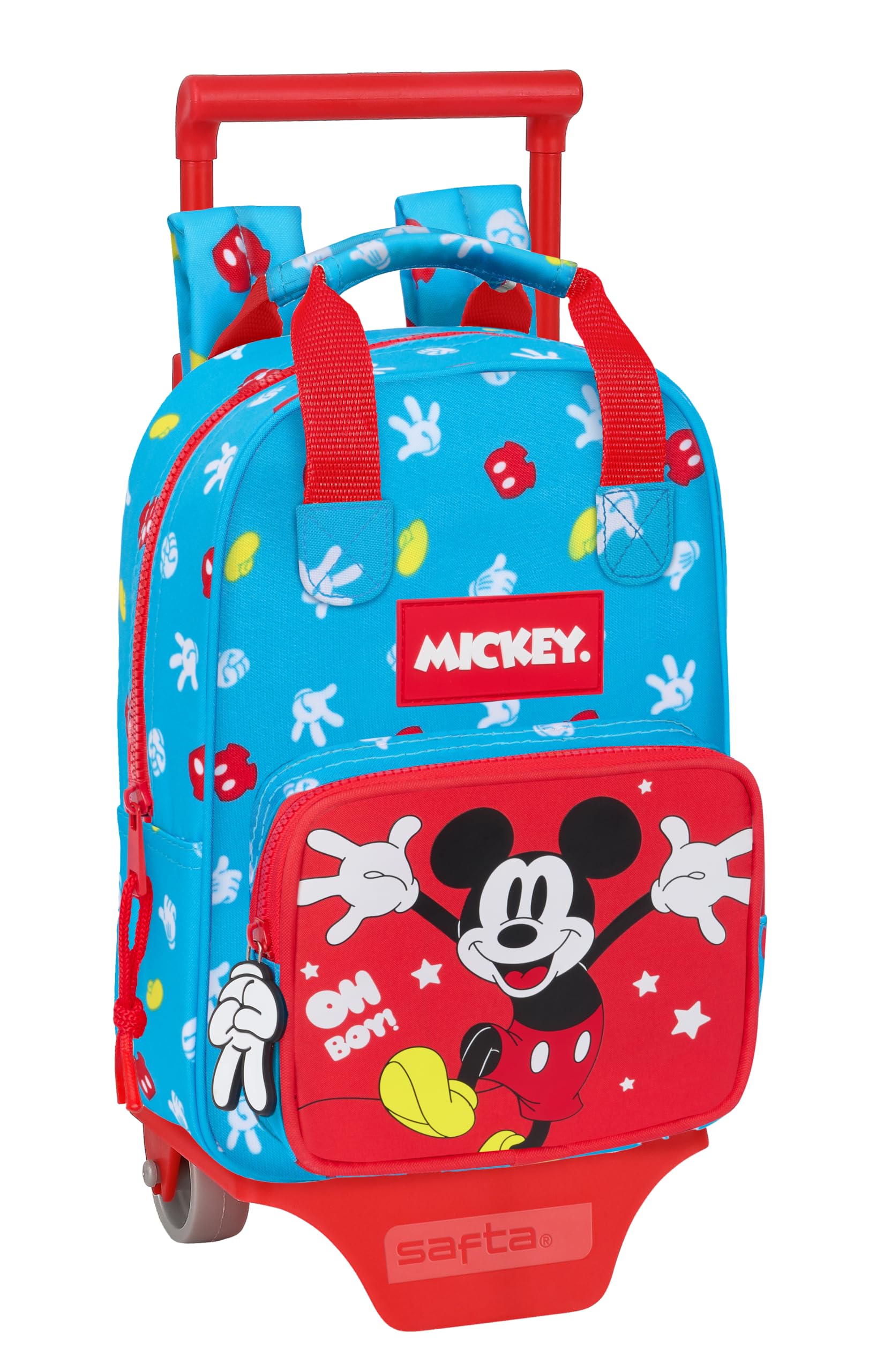 Safta MICKEY MOUSE FANTASTIC - Mochila Escolar 765 con Carro 805, Ideal para Niños de Diferentes Edades, Cómoda y Versátil, Calidad y Resistencia, 20x8x28 cm, Color Azul/Rojo