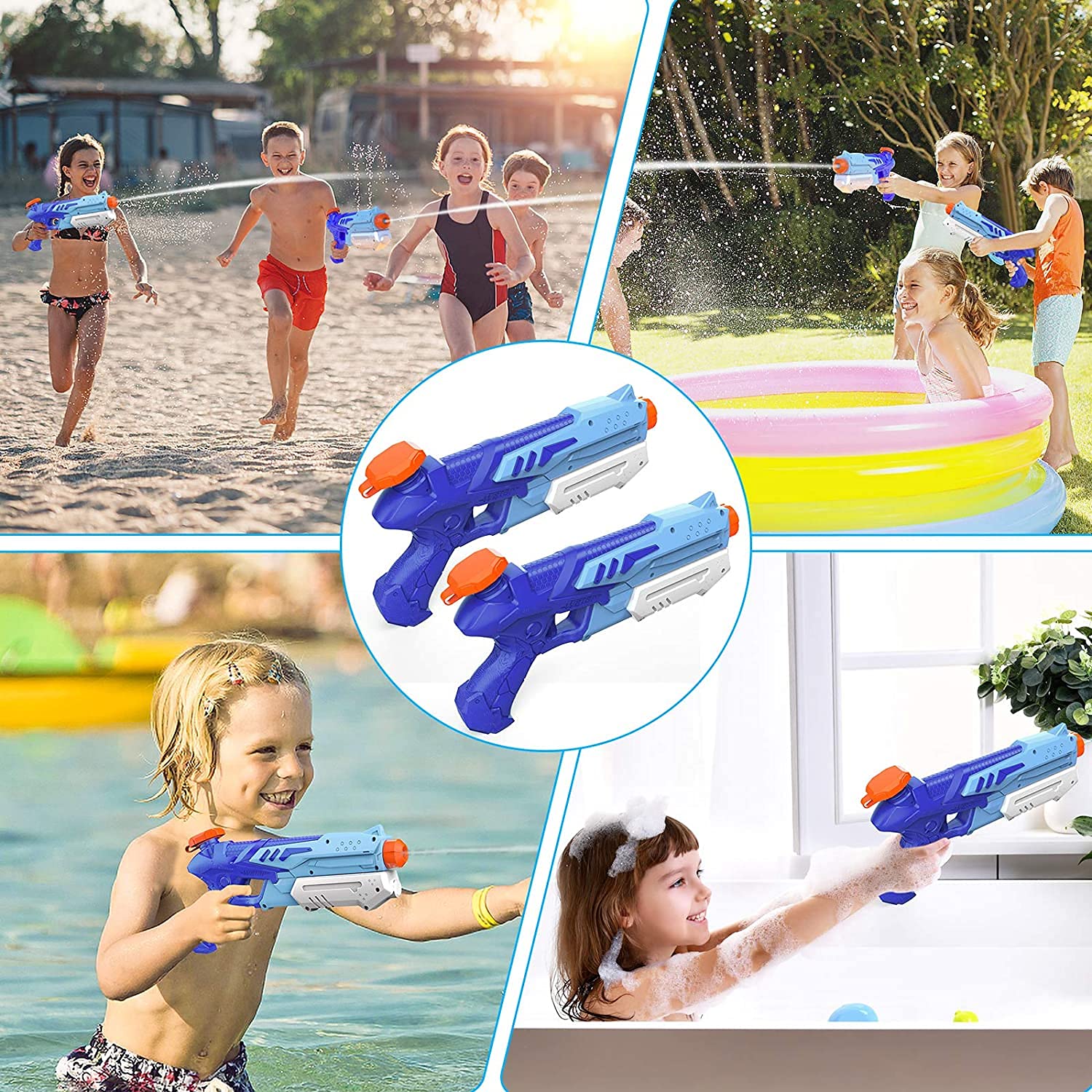 Pistolas De Agua De 300 Ml – Pack De 2 Con Alcance De 8-10 M, Bomba Neumática Y Sellado Antifugas, Perfectas Para Batallas De Verano