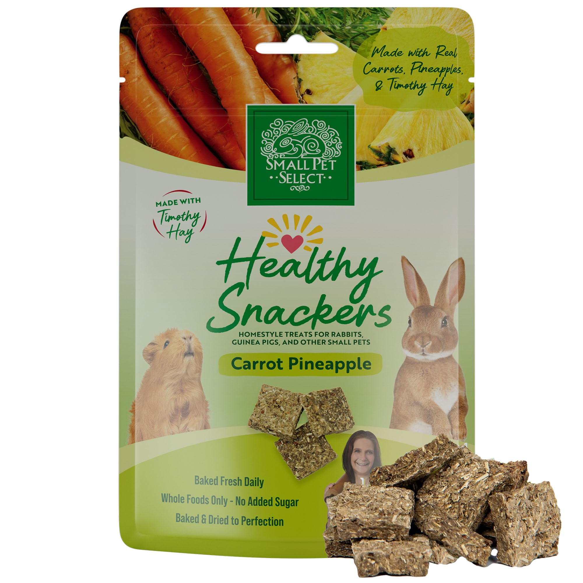 Healthy Snackers for Rabbits, Guinea Pigs & Small Pets | All-Natural Baked Treats with Carrot & Pineapple for Tasty, Nutrient-Rich Snacking