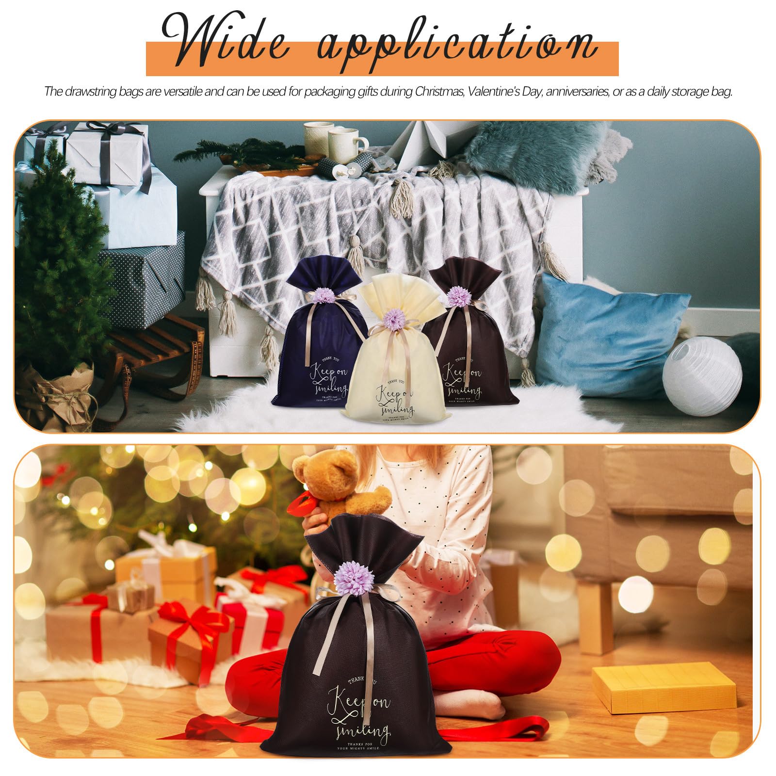 LOLIPPYY 5piezas Bolsas De Obsequio De Navidad Cordón Múltiples Usos Para Envolver