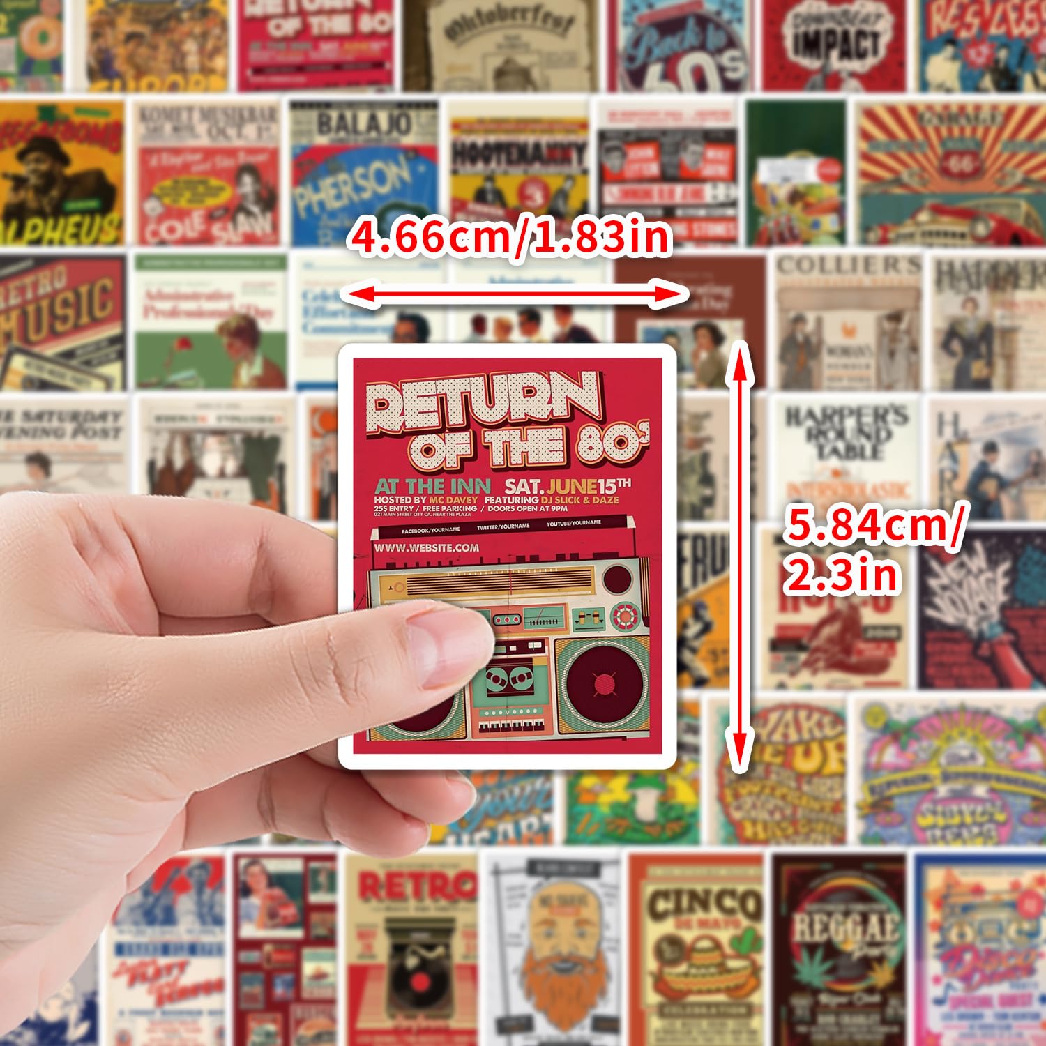 Vintage Posters Stickers 50PCS for Kids Teens Girls Adults,Art Posters Waterproof Decals for Water Bottles Laptop Bicycle Skateboard Luggage Phone Computer Scrapbook Car Helmet Guitar - Image 4