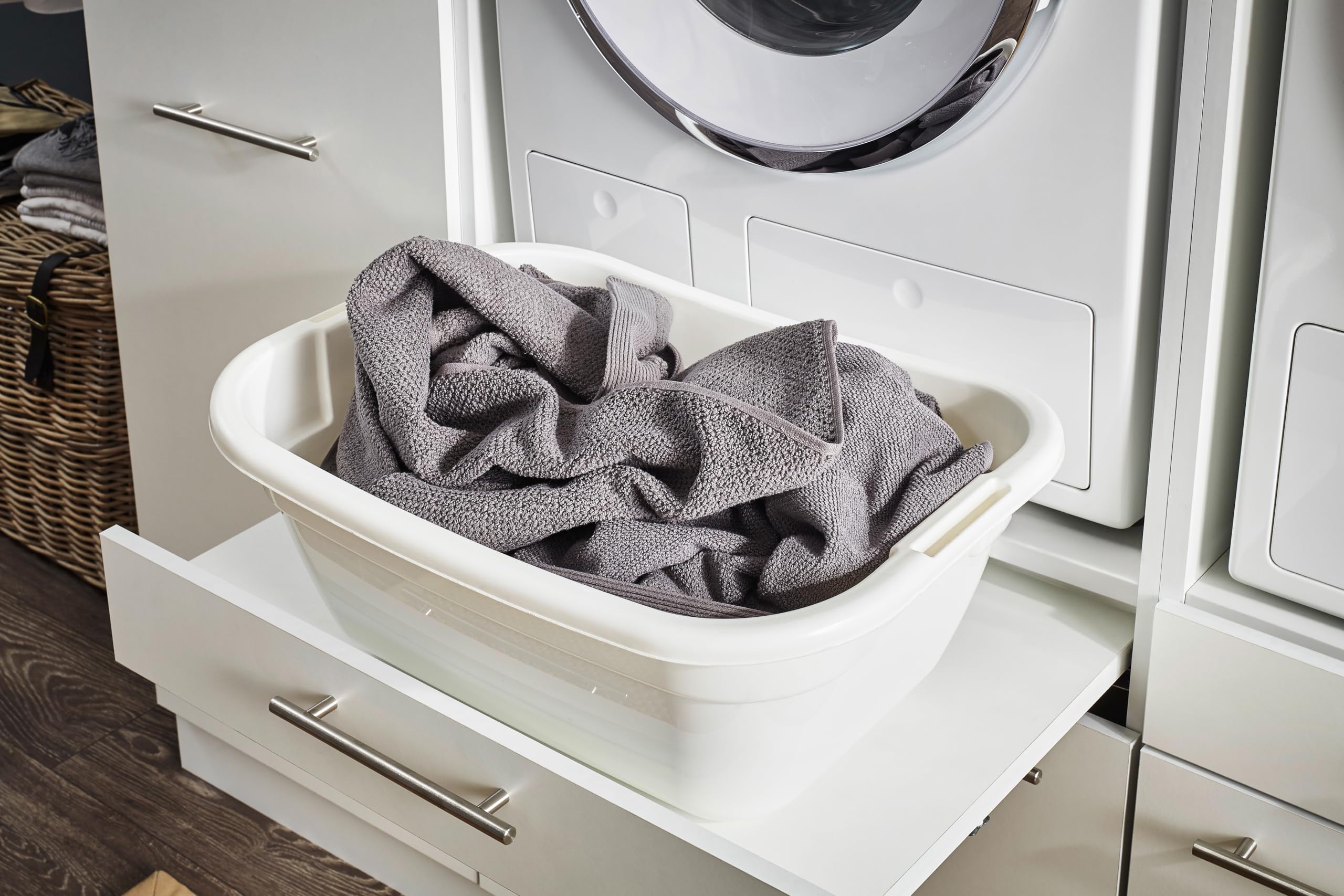 Laundreezy 2X Waschmaschinenschrank mit Wäscheschrank, Weiß - Waschmaschinen-Überbauschrank TÜV-Zertifiziert mit viel Stauraum - 185 x 162 x 67,5 cm (B/H/T)