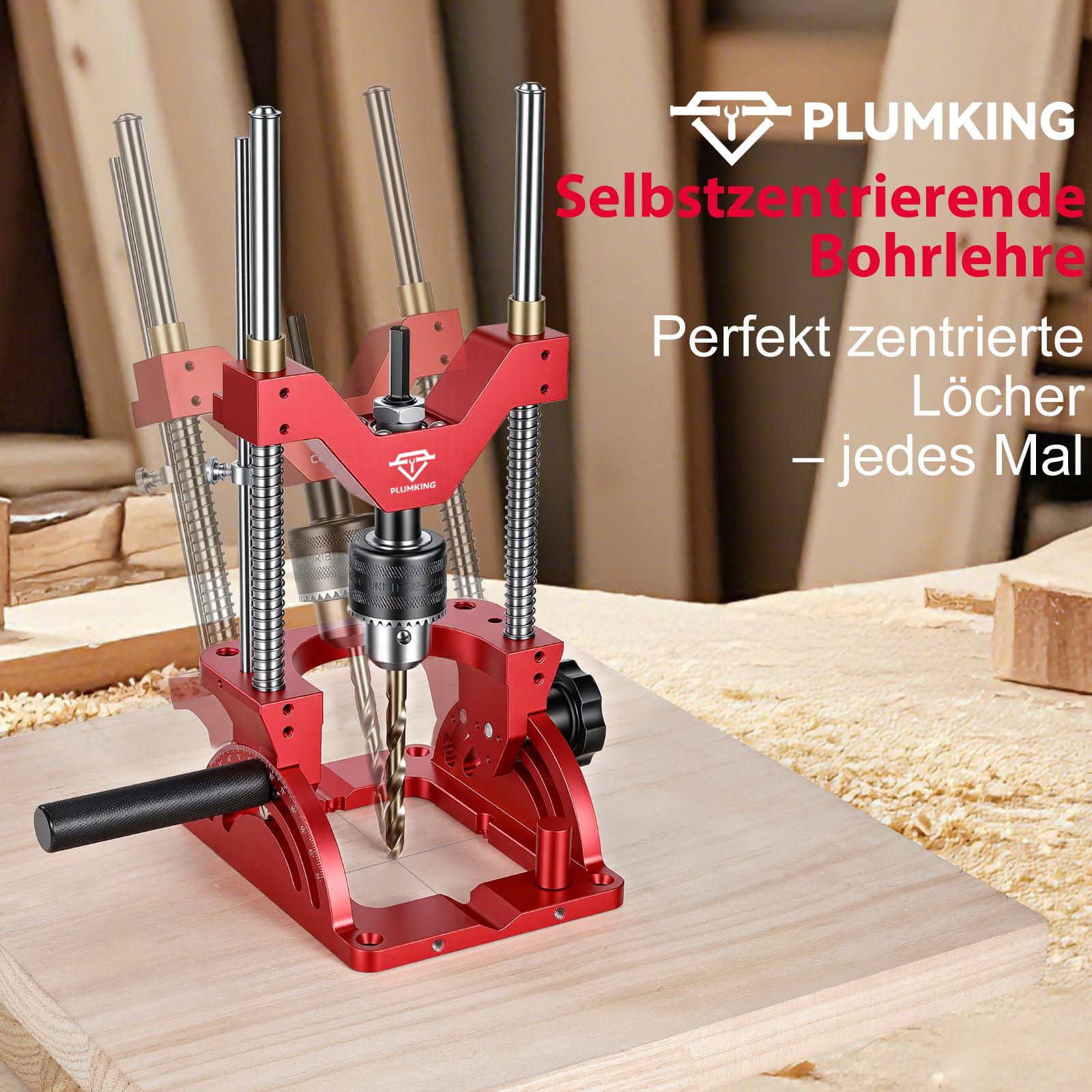 Tragbare Bohrhilfe zum präzisen Bohren im Winkel oder gerade, 0° bis 60° Winkel-Bohrlehre, Bohrständeradapter für Handbohrmaschine, tragbarer Bohrständer mit 1/2" Bohrfutter