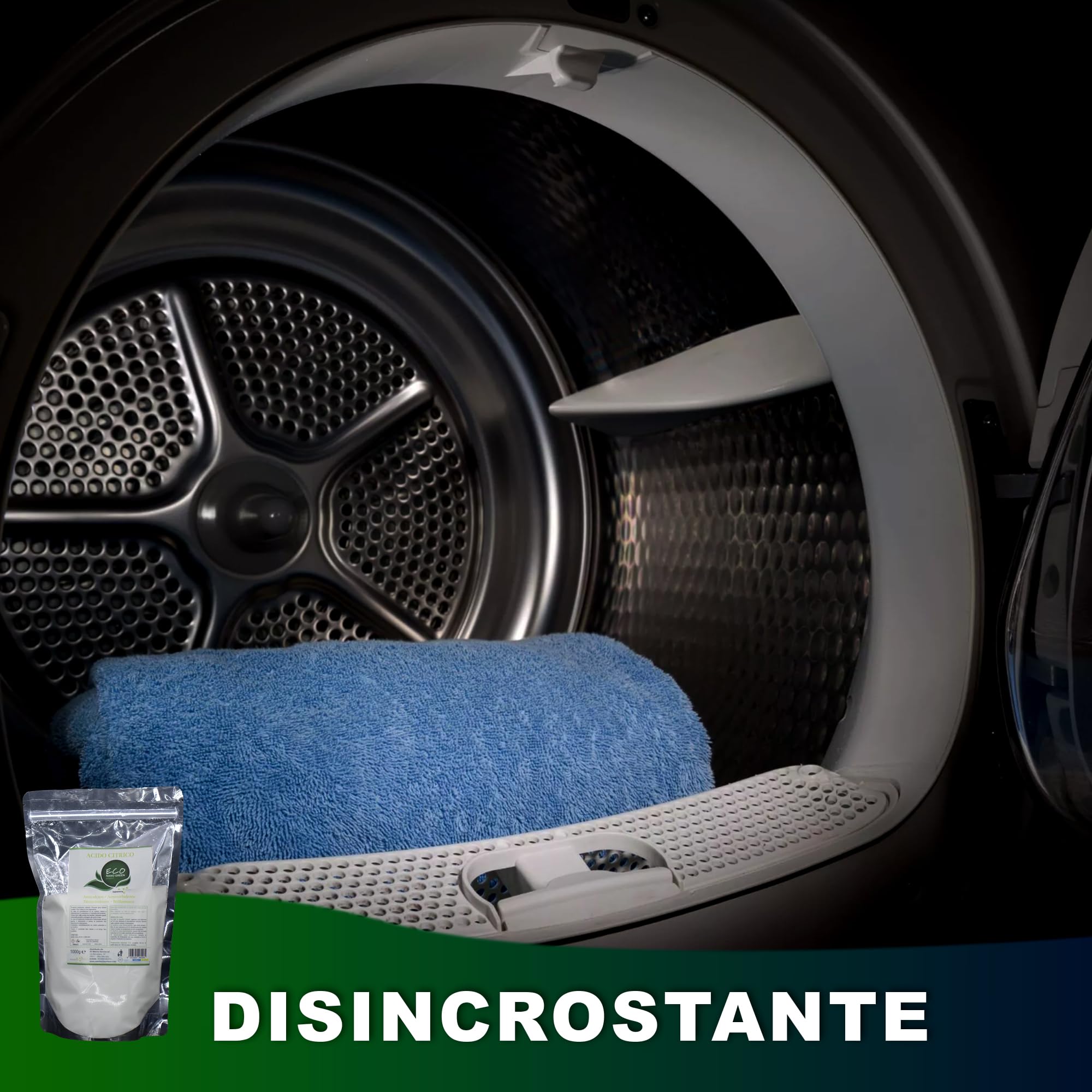 Acido Citrico 500 grammi per lavatrice per pulizia - Cura lavastoviglie decalcificante naturale - con campione gratuito di detersivo multiuso