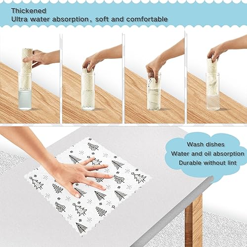 Miniatura 4 de KLL Christmas Tree White Kitchen Microfiber Towels Rustic Tea Towels for Kitchen Hand Towels Kitchen Terry Cloth Kitchen Hand Towels