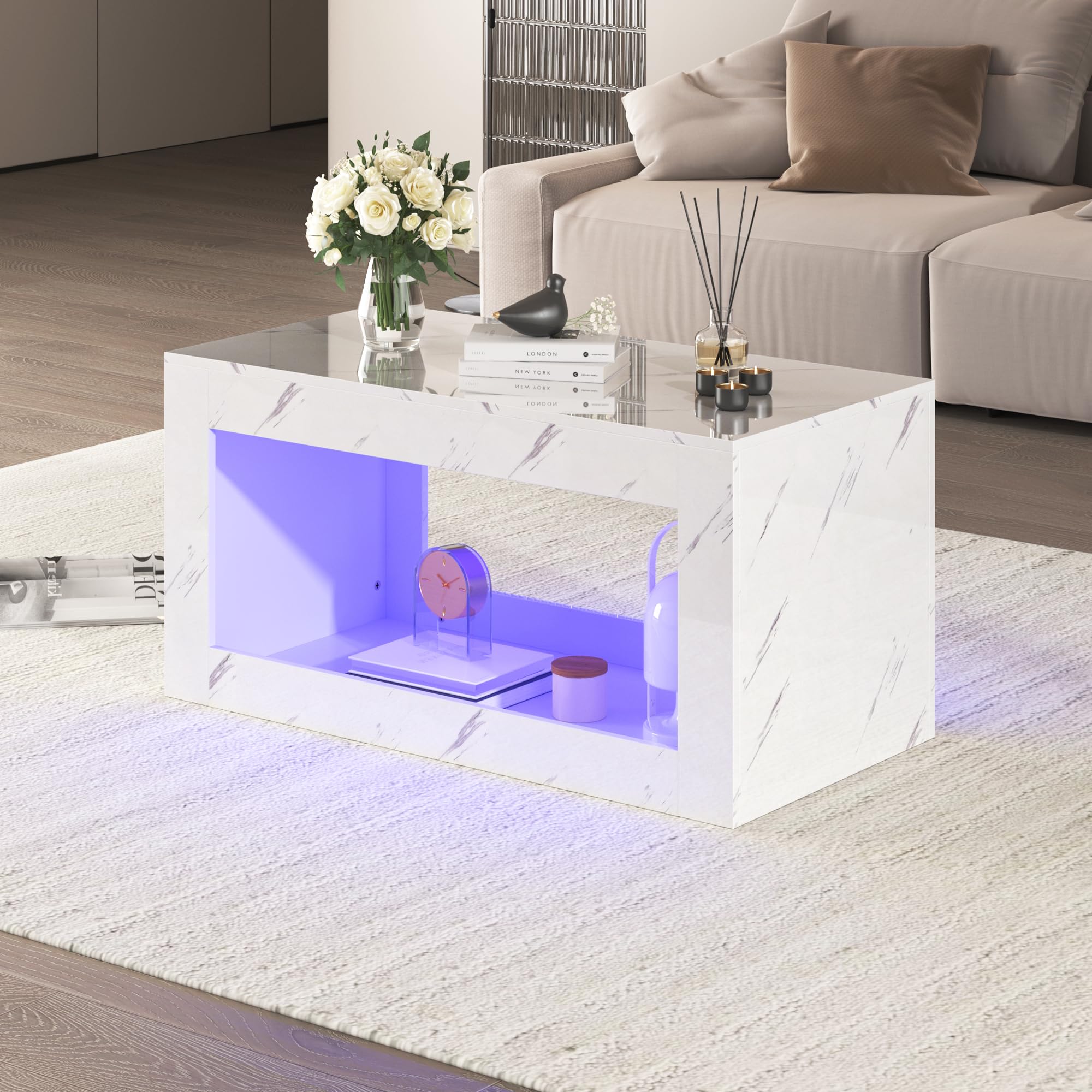Table Basse Relevable 100 X 50 X 44 Cm Avec 2 Tiroirs Et Rangement, Meuble De Rangement, Table