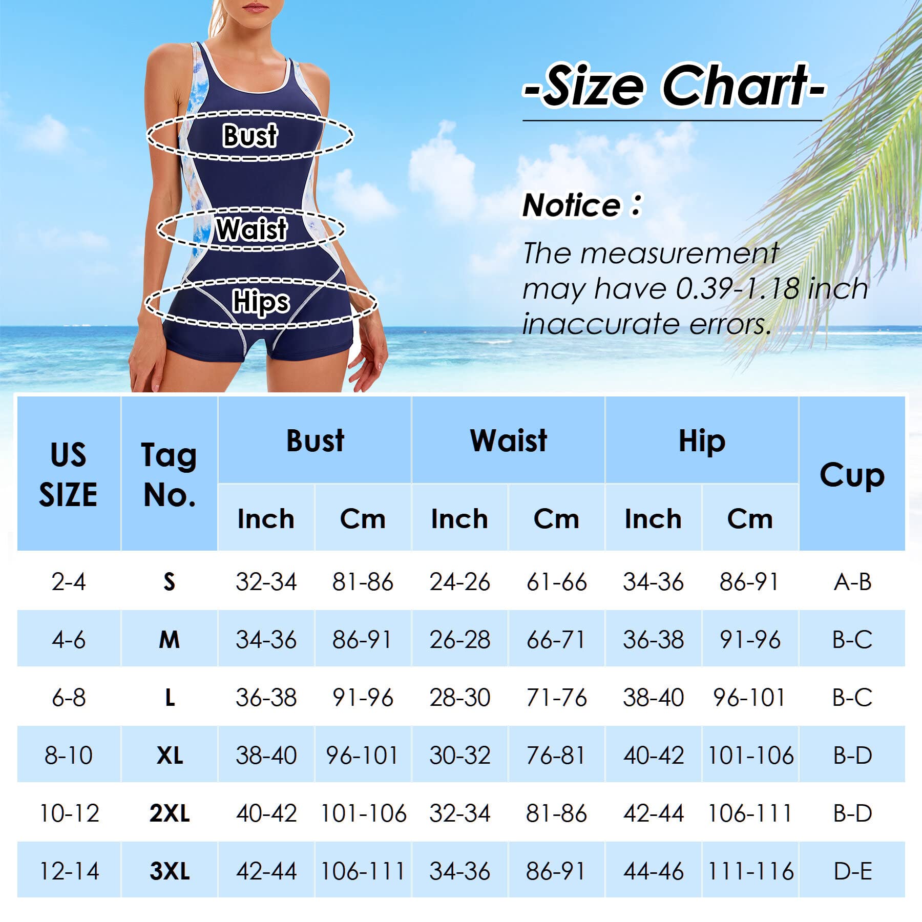 SEAUR Costume da Bagno Donna Tankini Top Shorty Back Swimmer Neckline Spalline Larghe Boxer Mutandine Monokini Costumi da Bagno Mensola Imbottita