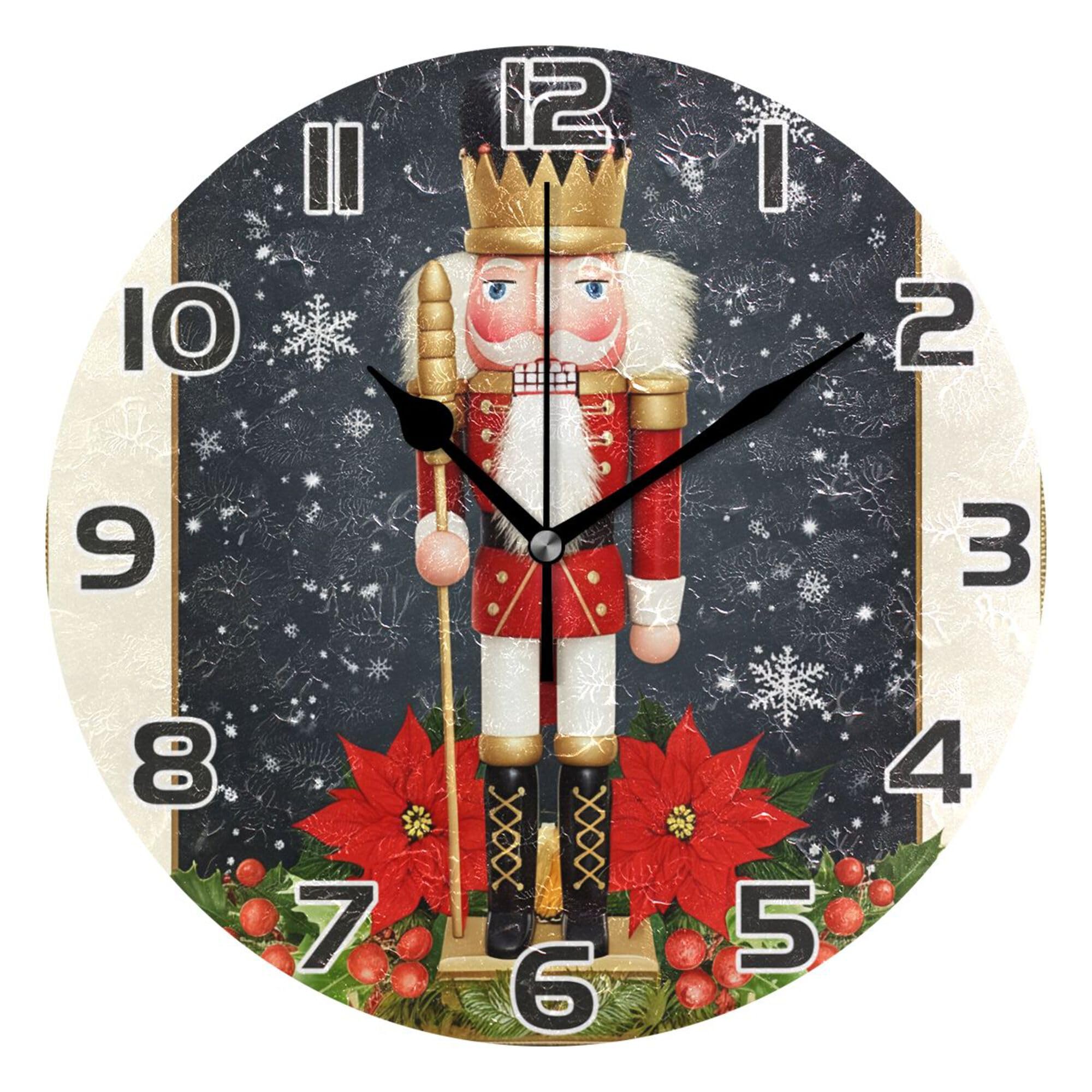 Horloge murale ronde 25cm élégante avec pendule décorative Casse-Noisette 202C3432