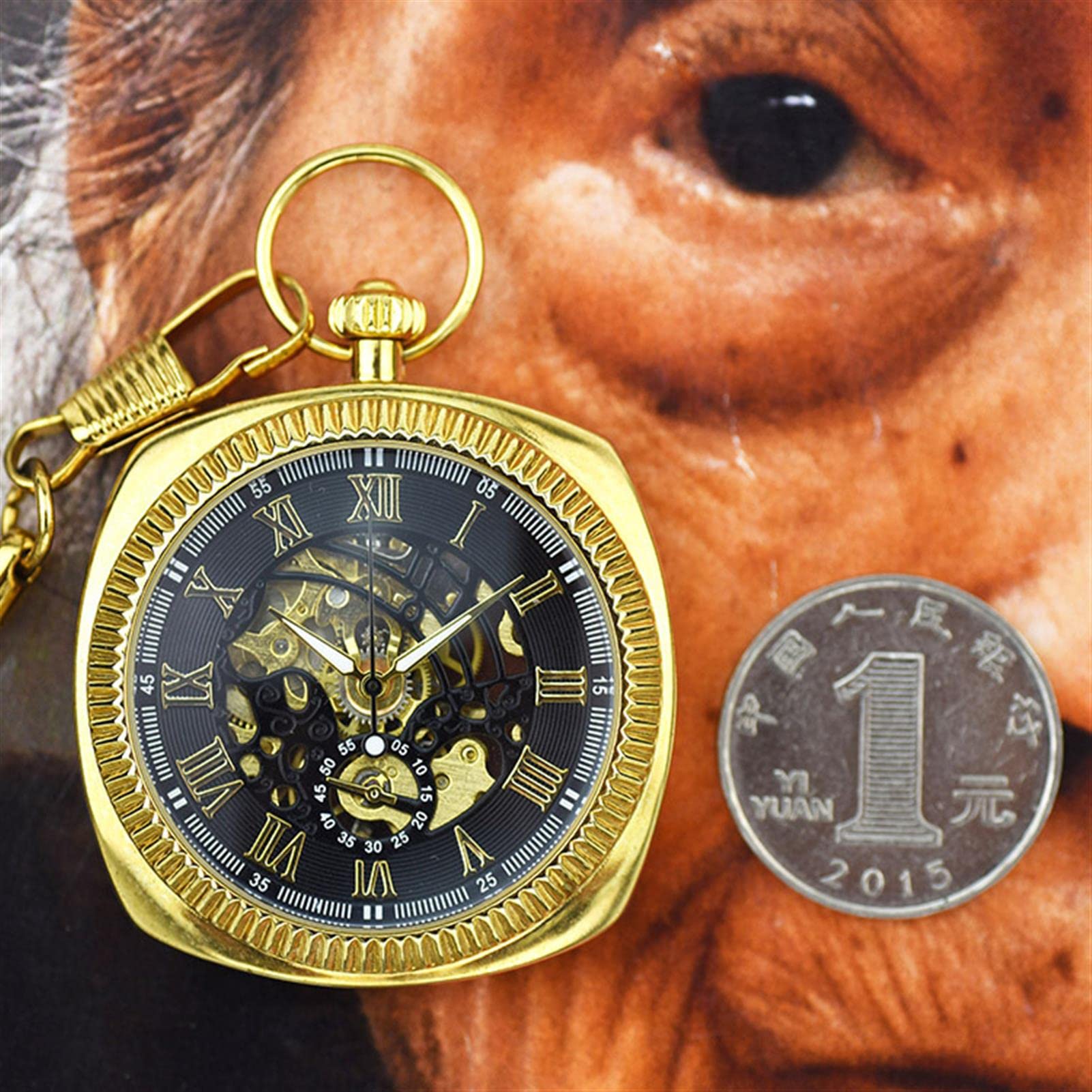 Orologio Al Quarzo Numeri Romani Orologio Da Tasca Vintage In Acciaio Dorato Con Catena - Regalo Elegante Per Uomo, Festa Del Papà Orologio Vintage Uomo