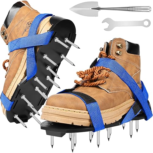 Miuwauer Lawn Aerator Shoes (Classic Version (Durable PP Sole), Black-Blue)