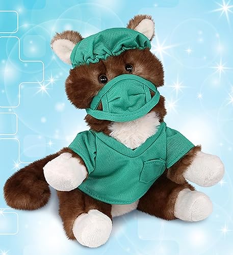 Miniatura 6 de DolliBu Peluche de doctor de gato marrón, súper suave, disfraz de gato marrón con bonito uniforme y traje de gorra, regalo con personalización, 7