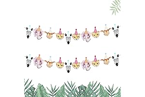 2 Piece Animal Banner Jungle Safari Animal Banner Jungle Baby Shower Banner...