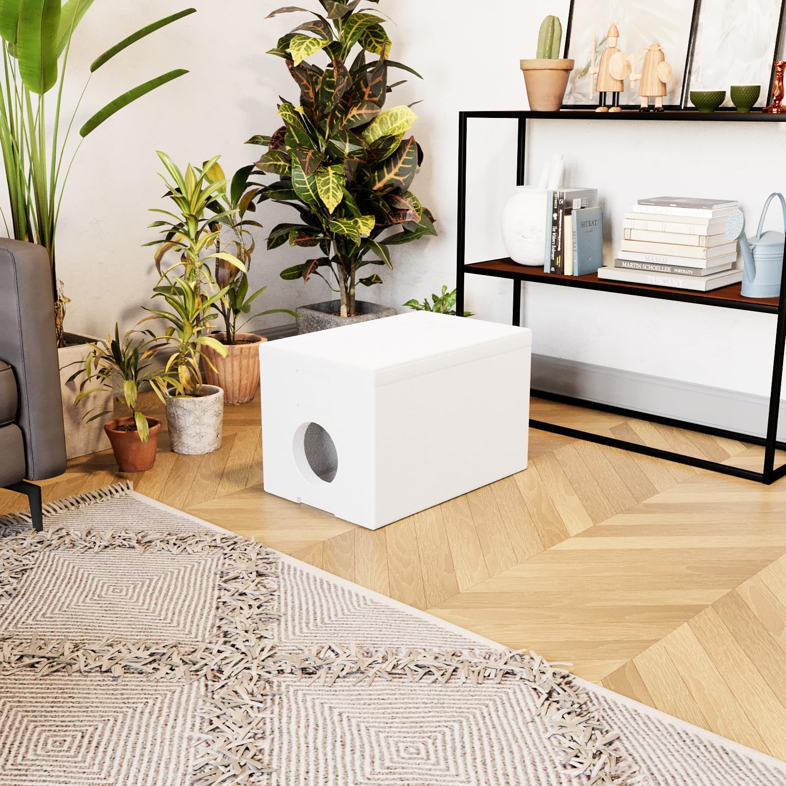 QLS Niche pour chat en polystyrène résistante aux intempéries - 58 x 38 cm - Abri isolé pour l'extérieur