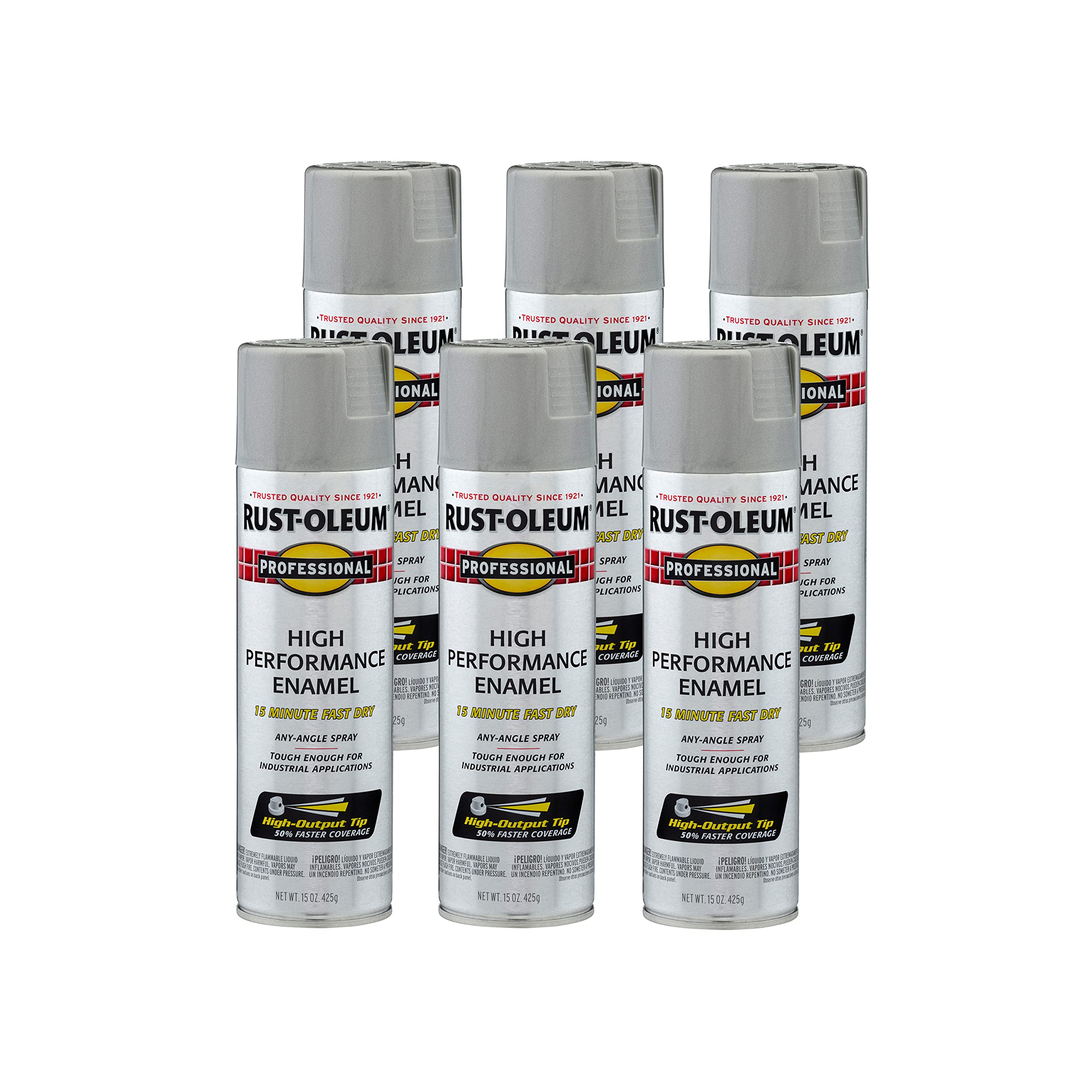 rust-oleum 7581838-6pk professional high performance enamel spray paint 15 oz gloss light machine gray 6 pack