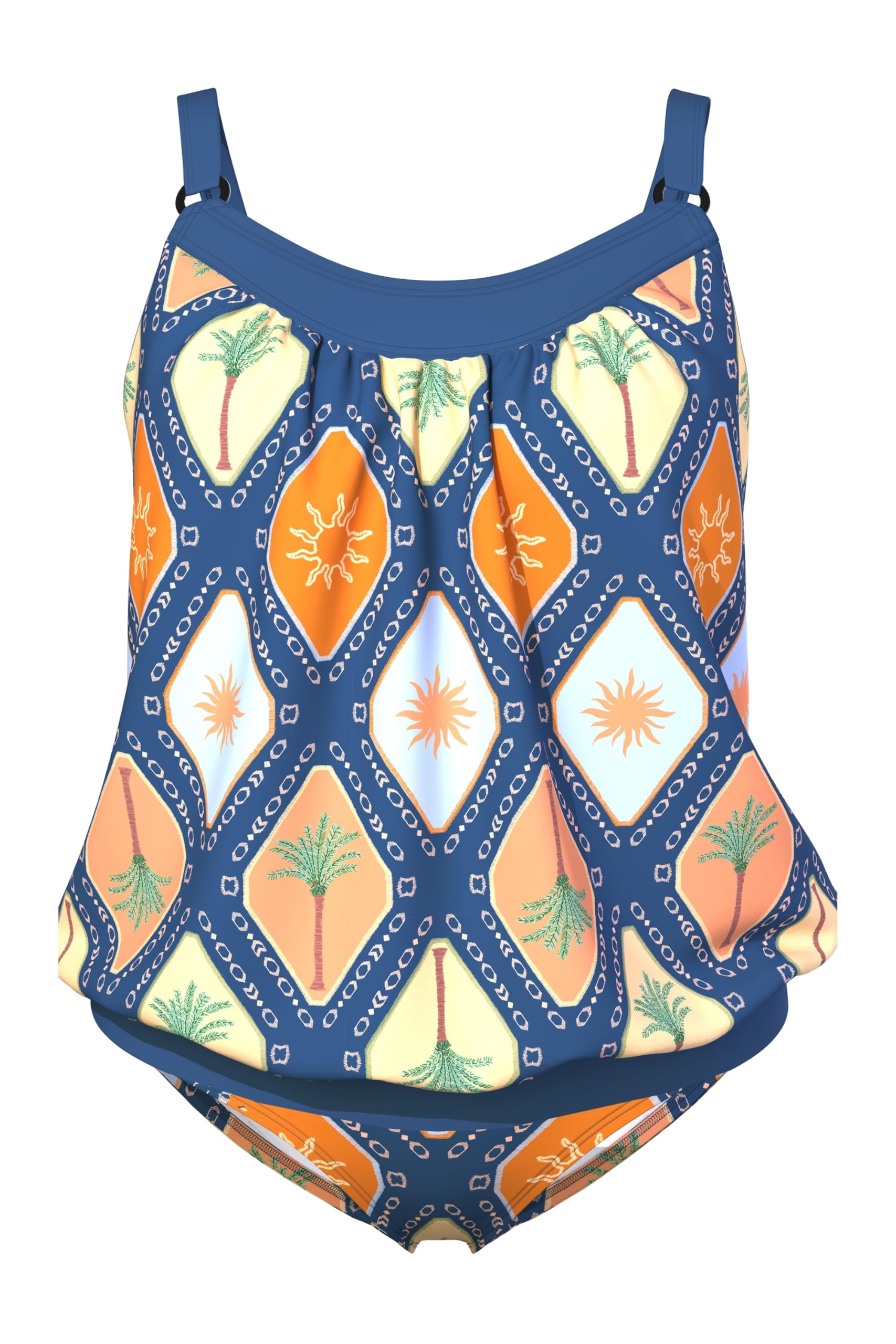 Ulla Popken Damen große Größen Übergrößen Plus Size Tankini, Karo, Elastiksaum, Softcups, Träger verstellbar 836729