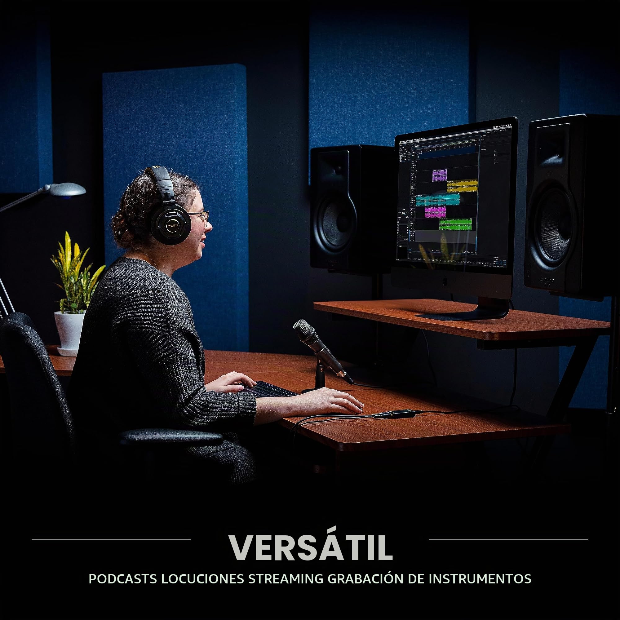 Marantz Professional M4U - Micrófono de Condensador USB con tarjeta de sonido, Soporte de sobremesa para proyectos de Podcast, Streaming, Juegos, transmitir audio y grabar instrumentos musicales o voz