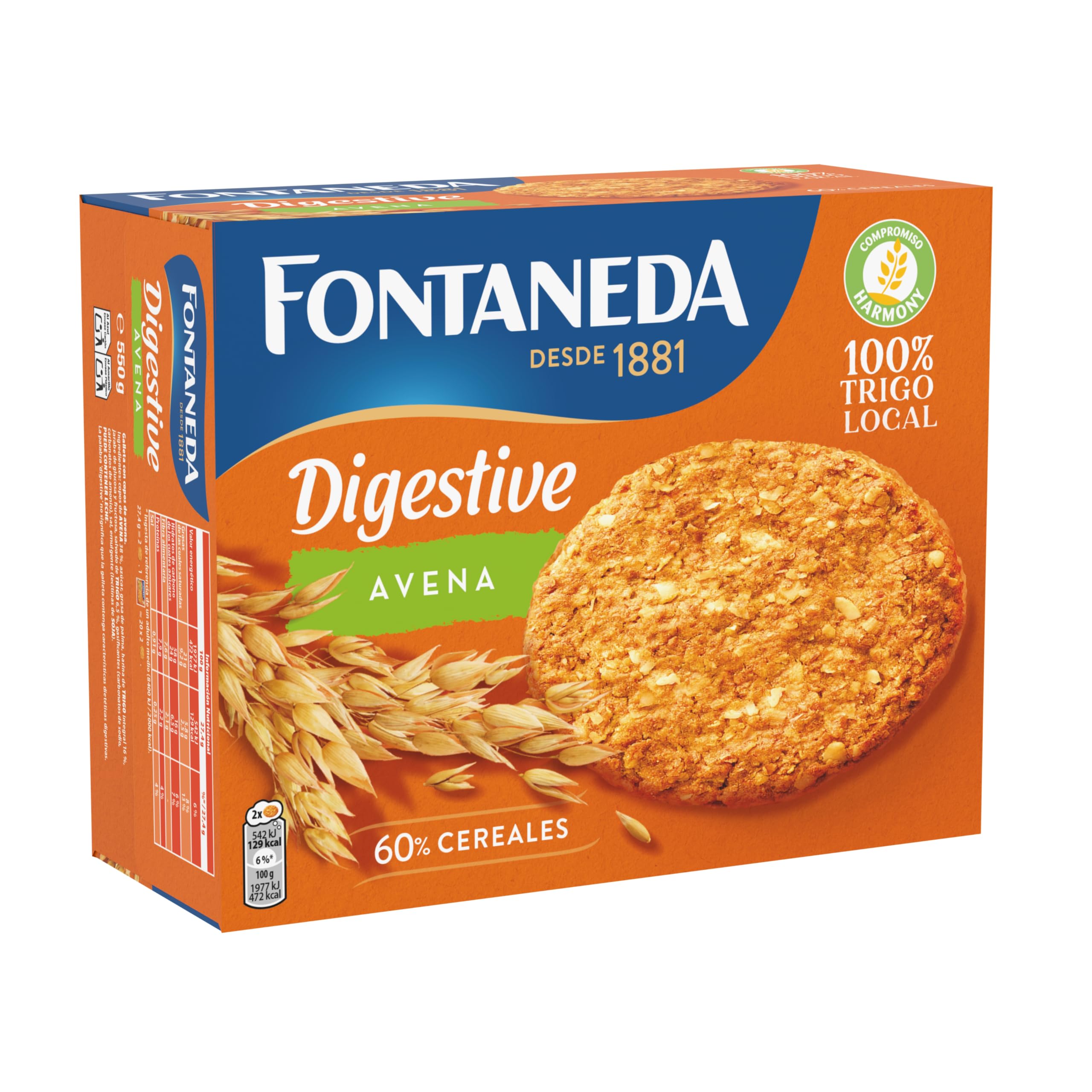 Fontaneda Galletas Digestive con Avena, Rico en Fibra, 550 g