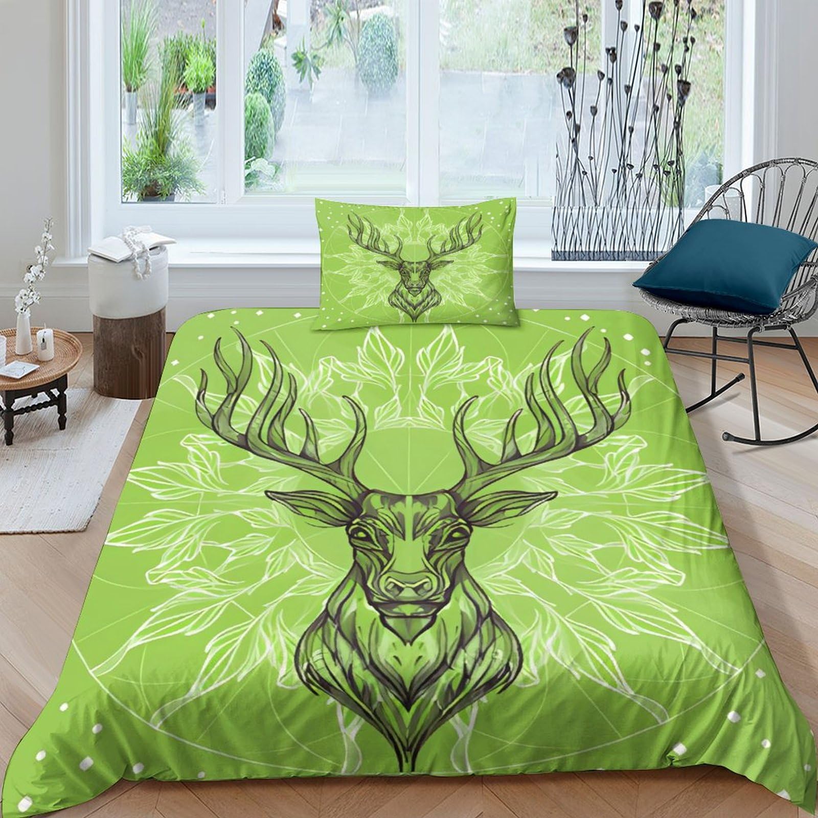 Housse de couette cerf imprimé totem pour créer une ambiance chalet en montagne