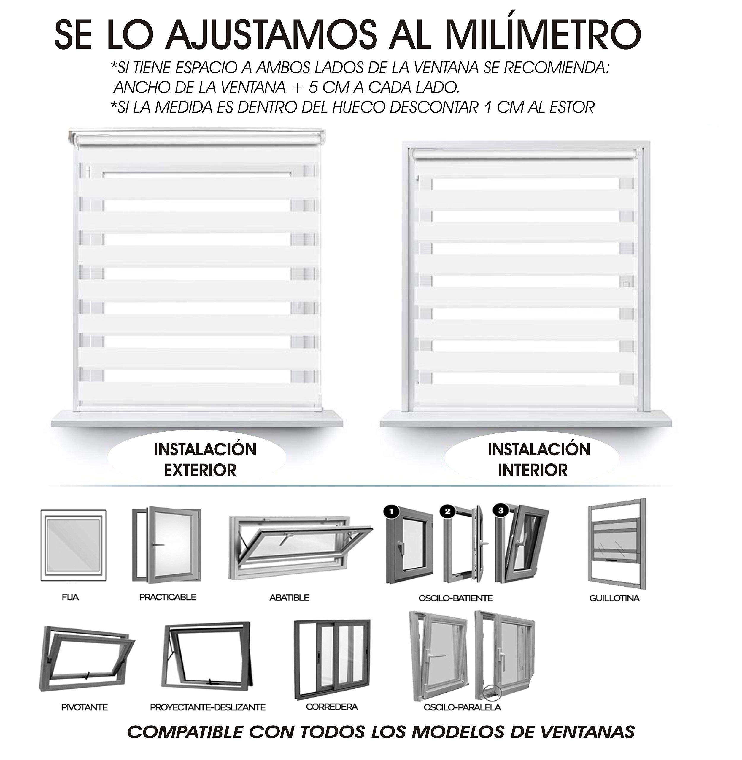 DECORESTOR Estores enrollables Noche y Dia a Medida 98 x 250 - Anchos Desde 40 a 180 cm Control Total de la luz, Negro Persianas enrollables para Ventanas y Puertas