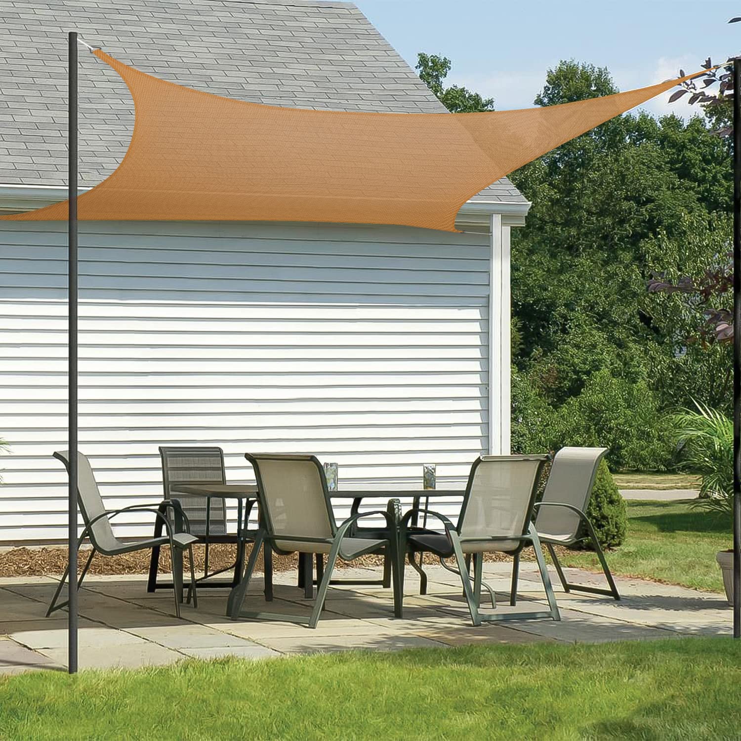 HIPPO Shade Sail 9.5FTX5FT 150 GSM Sun Shade 85% UV Block for Canopy Cover, Outdoor Patio, Garden, Pergola, Balcony Tent (Beige-Brown, Customize, Pack of 1)
