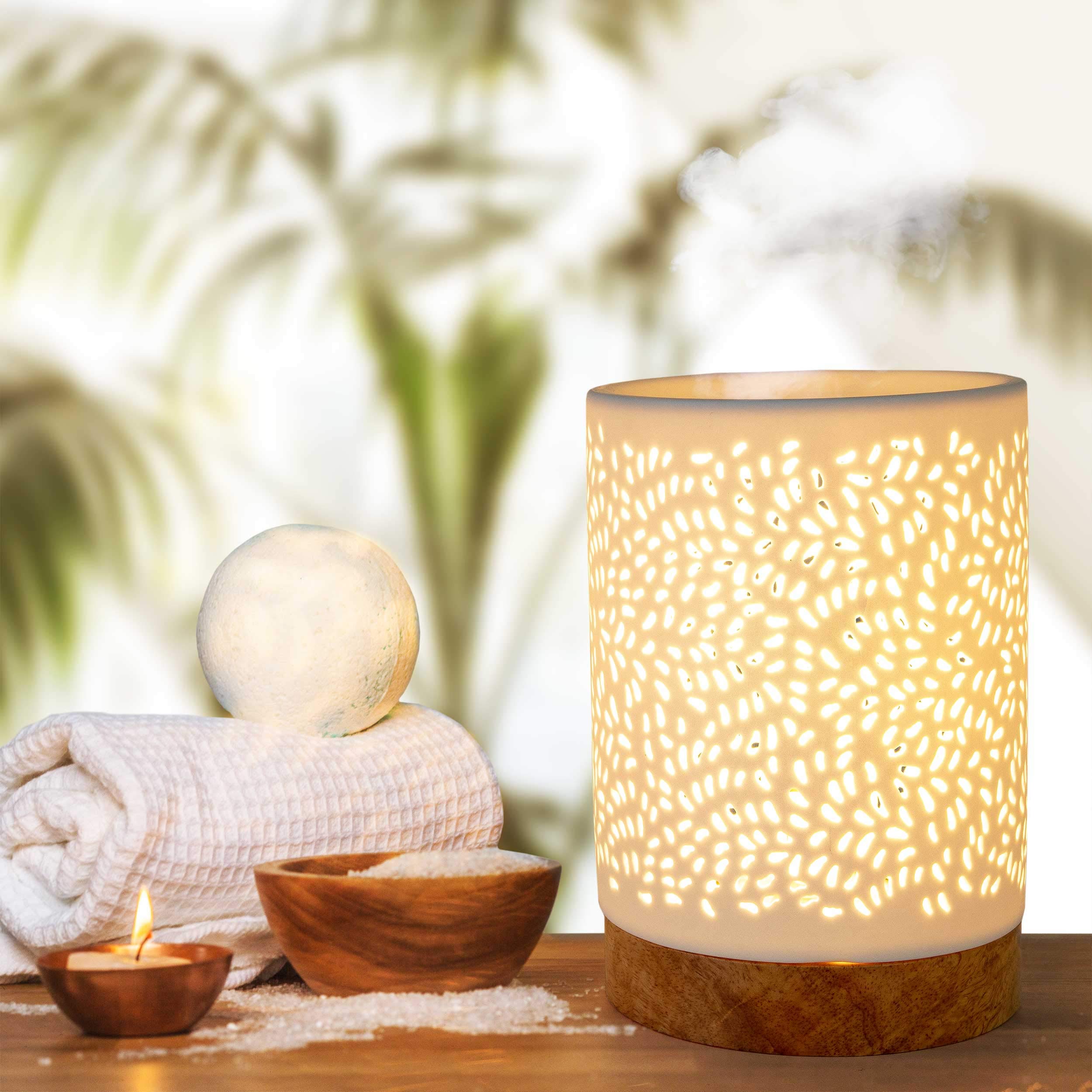 ONVAYA® Lampa zapachowa Jan | elektryczna | Kolor: kremowy biały | Dyfuzor zapachów | Podgrzewacz zapachowy | Nowoczesne światło zapachowe (Jan)
