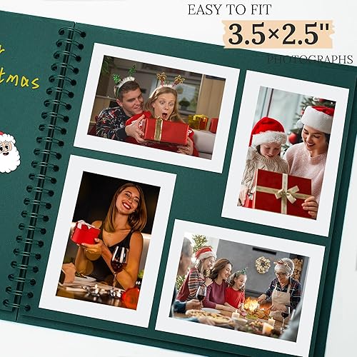 Vista 163 de Álbum de recortes de 8 x 8 pulgadas, álbum de recortes de papel kraft de tapa dura, álbumes de fotos, 40 páginas, perfecto para fotos de 4 x 6 / 5 x