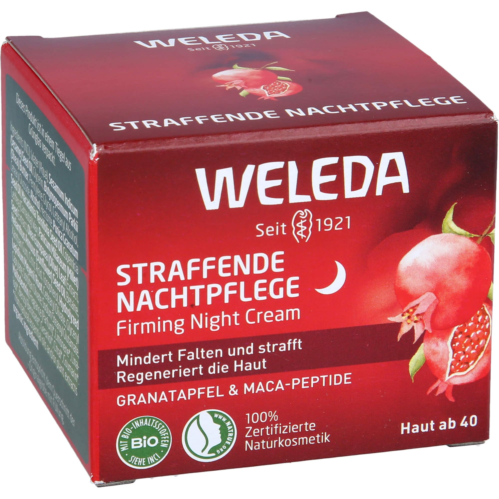 Weleda - Crema de Noche Reafirmante de Granada, Reduce Líneas de Expresión y Arrugas, Regenera la Piel, Hidrata y Nutre, con Aceite de Granada y Péptidos de Maca, Tratamiento Natural - 40 ml