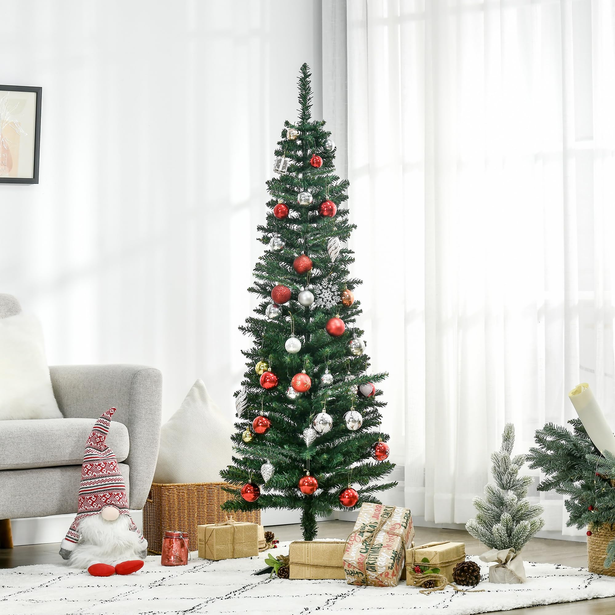 HOMCOM Künstlicher Weihnachtsbaum 150 cm mit 294 Spitzen für Drinnen Grün