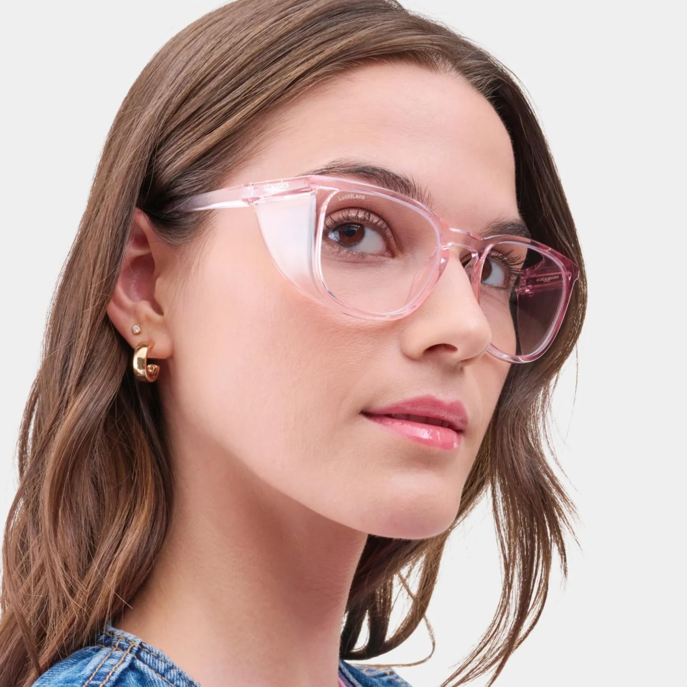 Stoggles - Oficiales - Cuadrado - Gafas de seguridad certificadas Z87.1 - Antivaho - Bloqueo de luz azul (mediano, rubor)