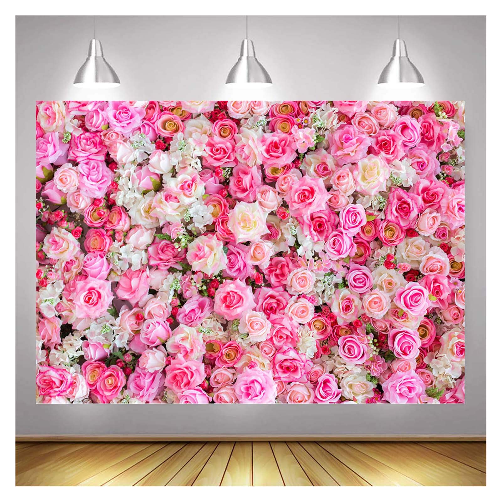 XLL 3D Pink Rose Flower Theme Photo Background Wedding Bridal Newborn Shower Birthday Party Photography Backdrops Banner Decor Supplies Anniversary