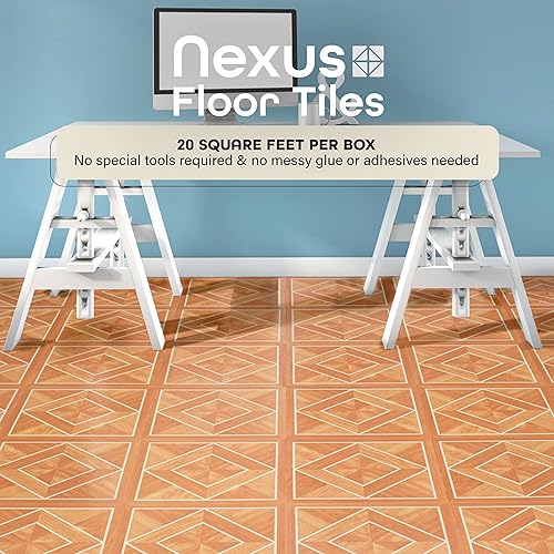 Miniatura 147 de Nexus - Azulejos de vinilo autoadhesivos de 12 pulgadas, 20 azulejos de 12 x 12 pulgadas, Emporador Marble Peel & Stick, suelo de bricolaje