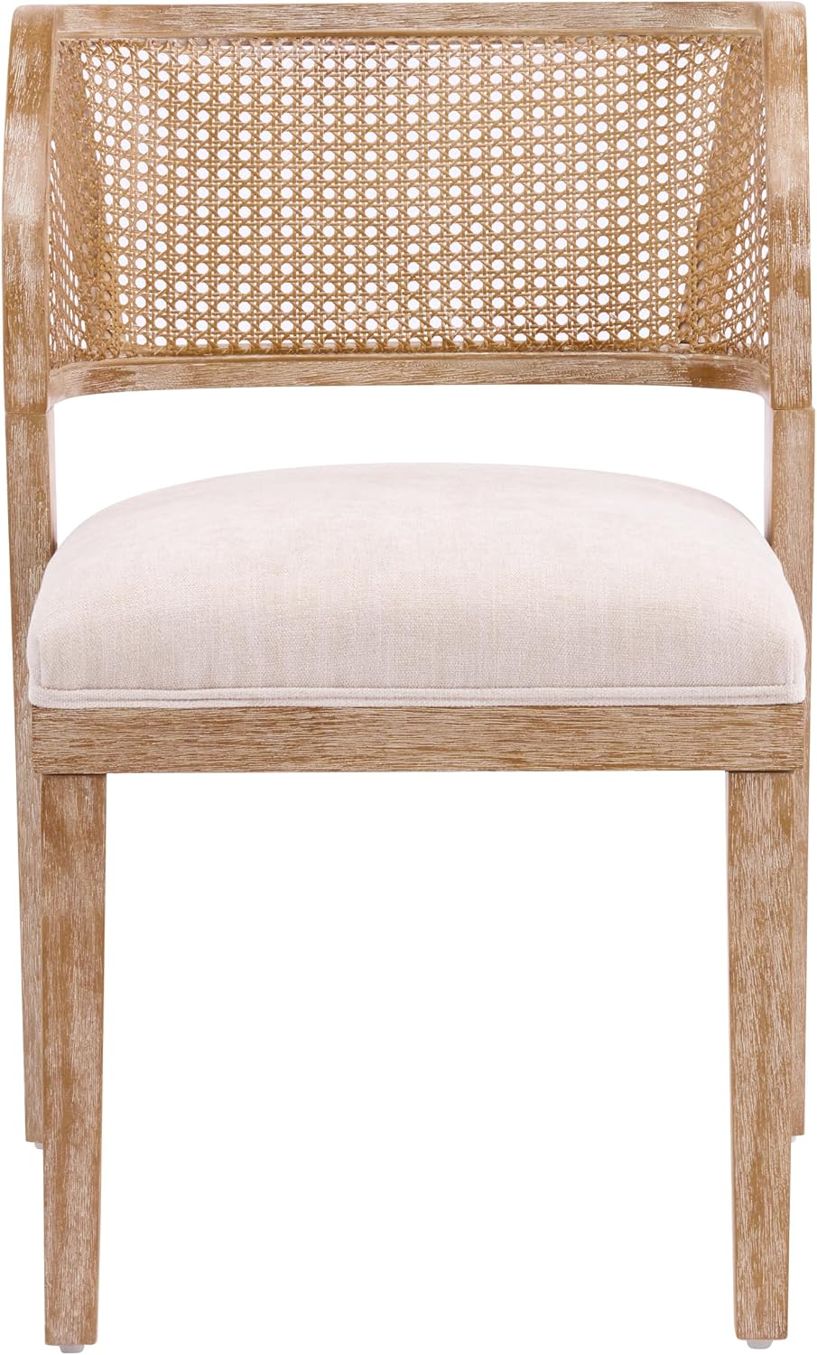 Christopher Knight Home Ashe Upholstered Dining Chairs Set of 2, Modern Dining Chair with Curved Woven Rattan Back, Rubberwood Frame Kitchen Chairs, Extra Seat for Dining Room, Beige + Natural