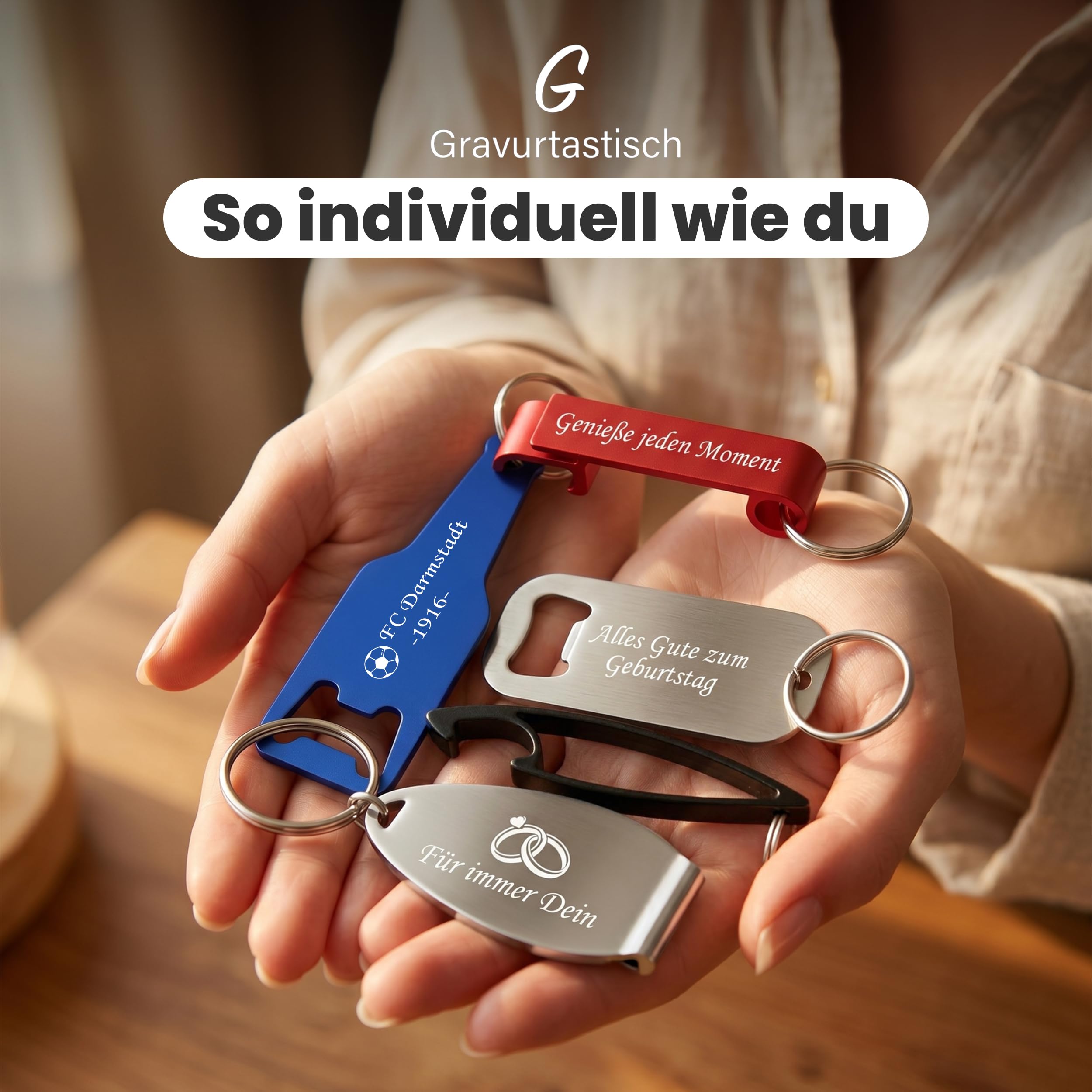 Gravurtastisch Flaschenöffner personalisiert mit Gravur - Bieröffner mit Wunschtext - Geschenk für Papa und Männer - Vatertag Hochzeit Gastgeschenk - Edelstahl (250)