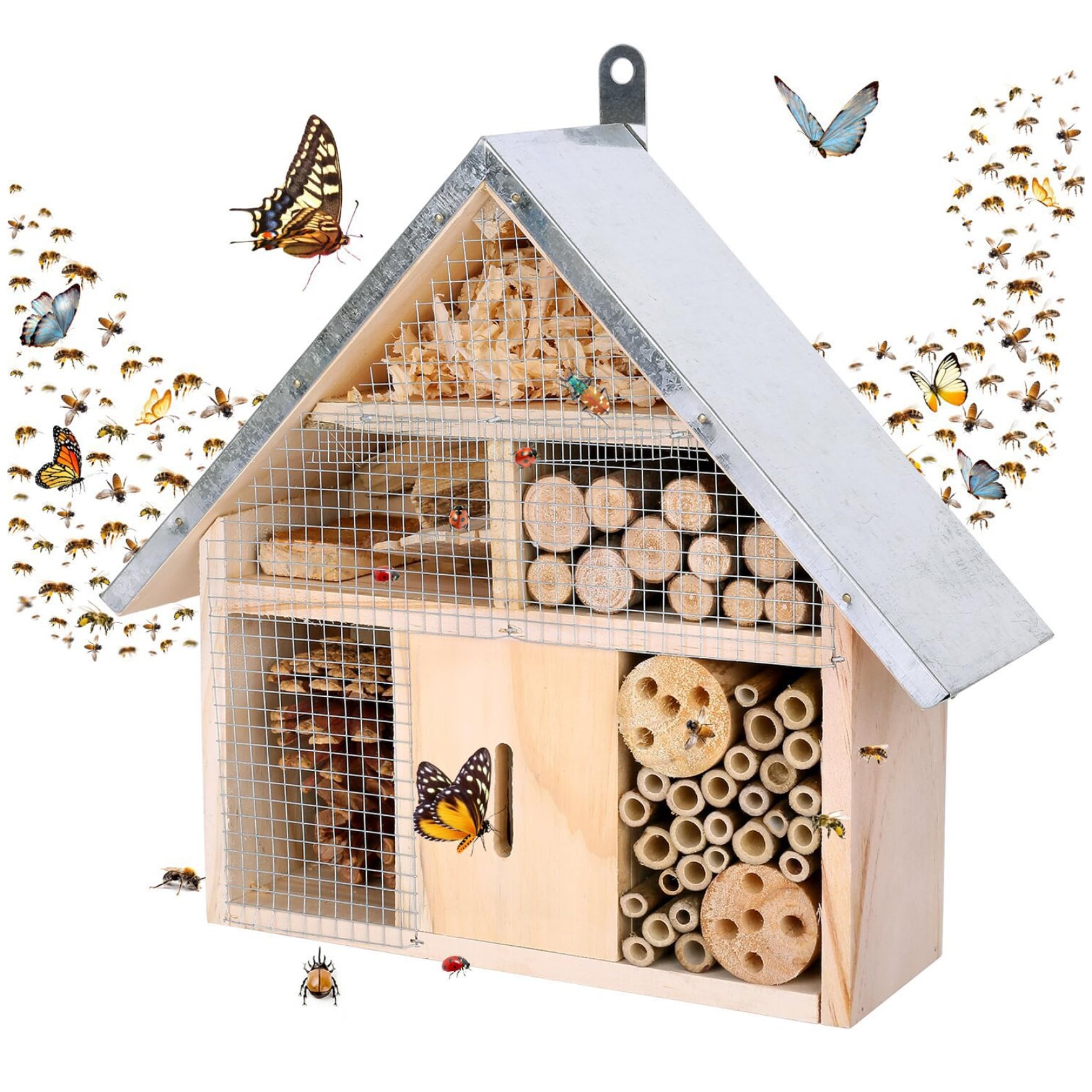 Bug Hotel Scatola per in legno resistente alle intemperie Casetta per insetti sospesa Casette decorative per da giardino Farfalle