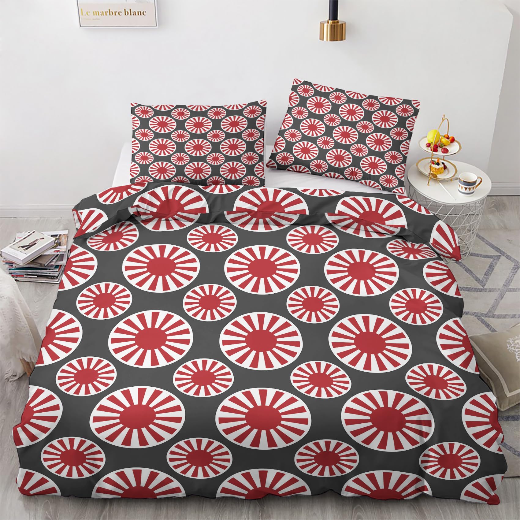 Housse de couette japonais 220x240 anti-glissement avec taies d'oreiller
