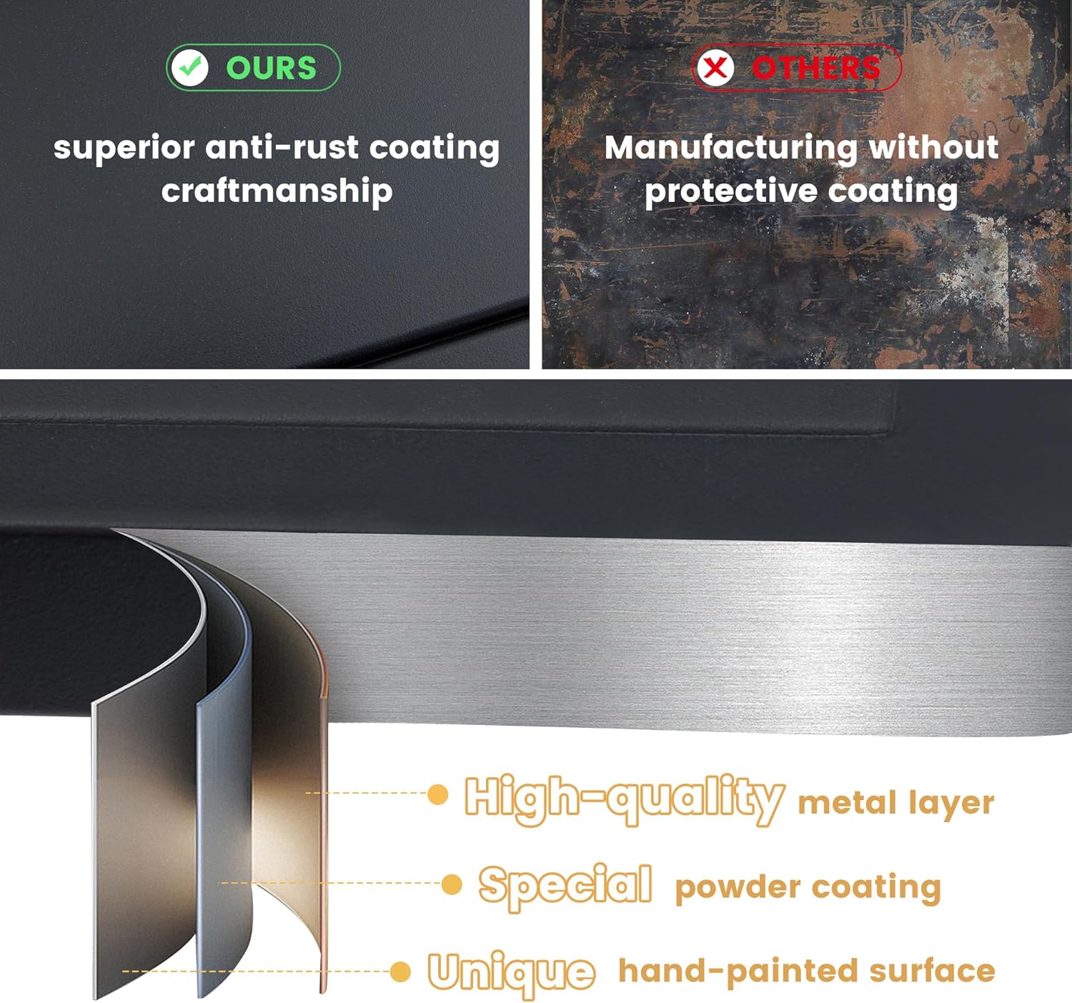 VICLLAX 53" Outdoor Round Patio Table for Lawn Garden, All Weather Metal Round Patio Dining Table with Adjustable Umbrella Hole, Patio Table for 8 Person, Grey Tabletop