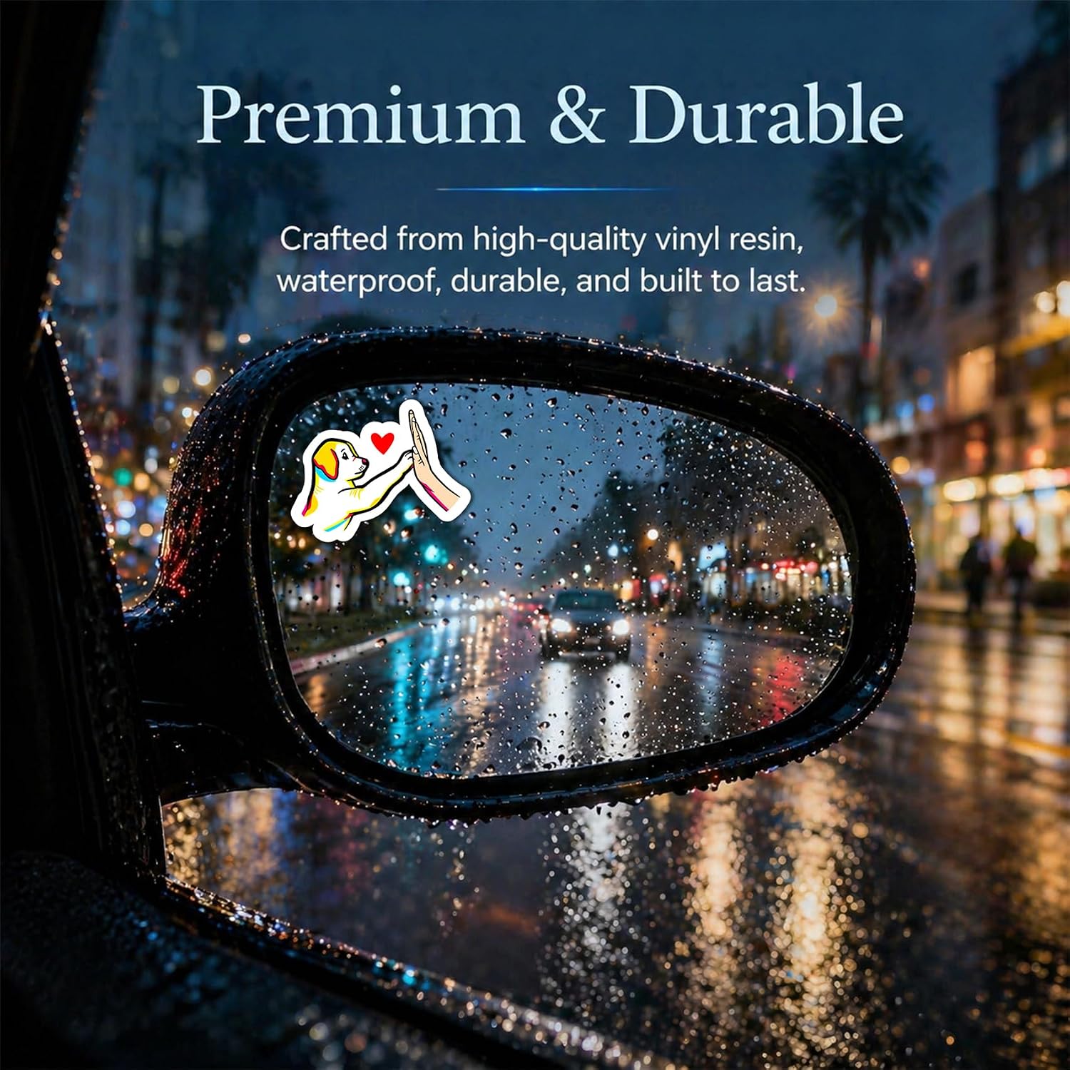 2Pack Heartbeat Line Cars Rear View Mirror Sticker Decal image 4