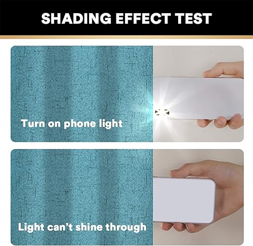 Miniatura 6 de Cortinas 100% blackout para sala de estar, con aspecto de lino natural y forro de aislamiento térmico blanco