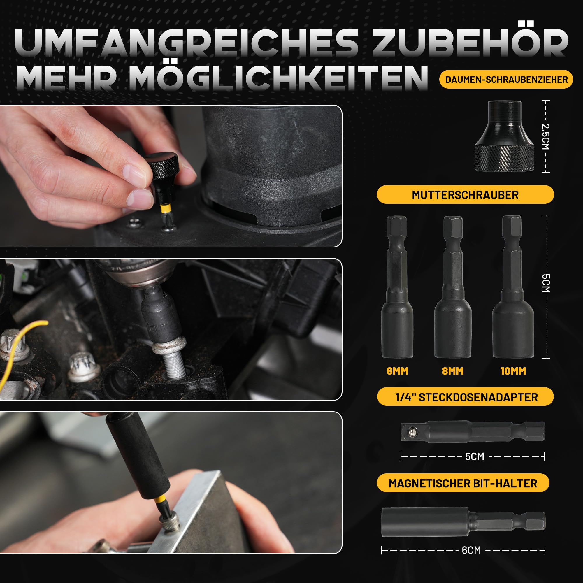 TOLESA Bohrer Set 105tlg für Holz, Metall und Mauerwerk, mit Koffer | Titanbeschichtete HSS-Bohrer, hartmetallbestückte Mauerbohrer, Holz-Spitzbohrer, S2 Bits, magnetischer Bithalter, Koffer