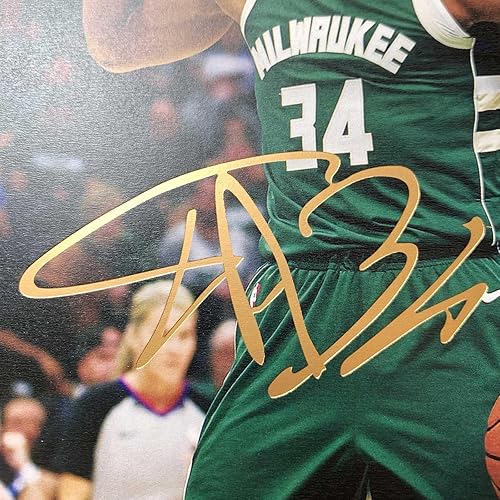 Miniatura 2 de sufenvera Póster para fanáticos del baloncesto  Impresión firmada de Giannis Antetokounmpo enmarcada mini película fotográfica, gran regalo de