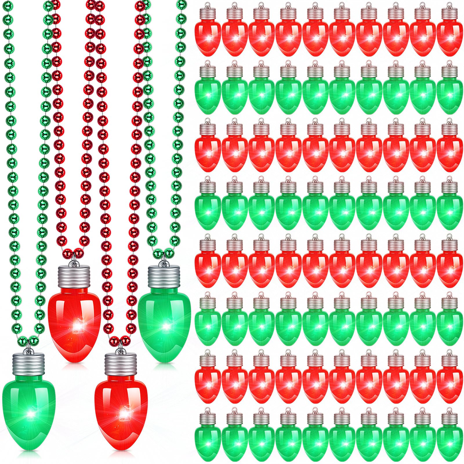 Colliers lumineux de Noël à ampoules clignotantes vertes et rouges Equsion