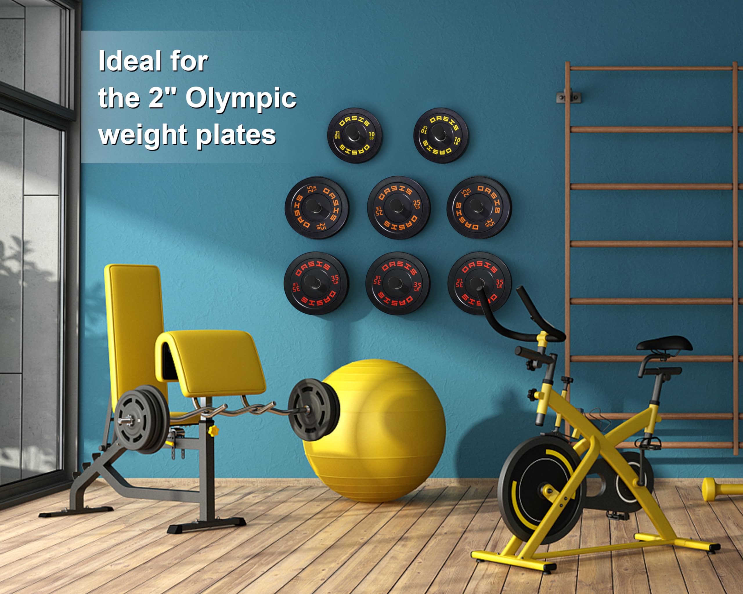 Support D'haltère En Acier Support De Plaque De Poids Mural, 2 Pièces