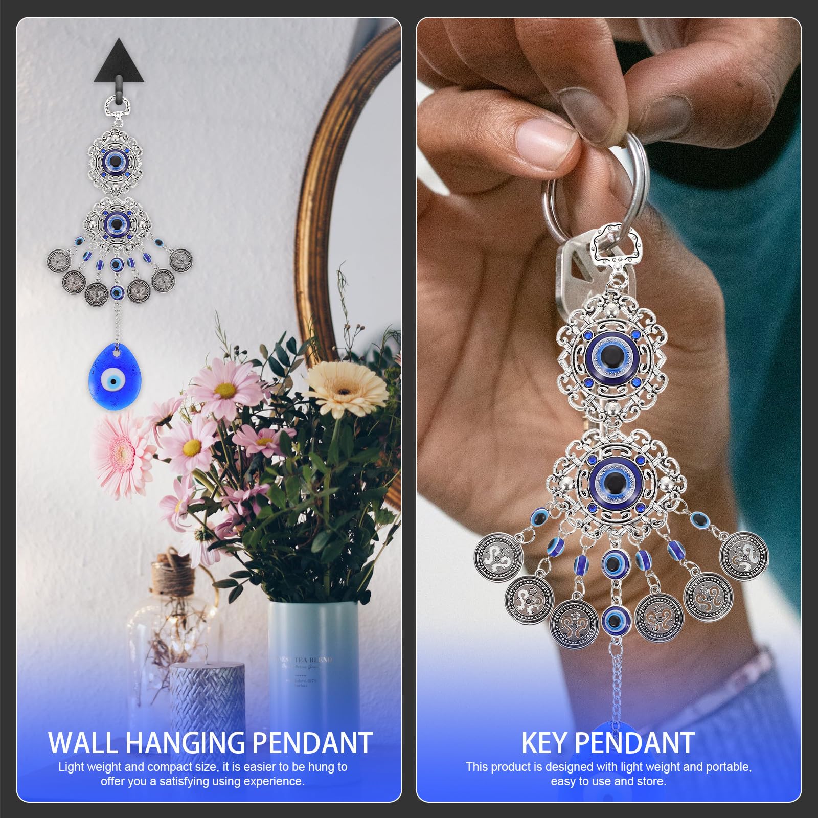 Alipis 5 Pz ciondolo occhi azzurri light uffizi decorazione della parete dell'occhio azzurro accessori per auto malocchio ciondolo malocchio adornare decorazione appesa malocchio lega